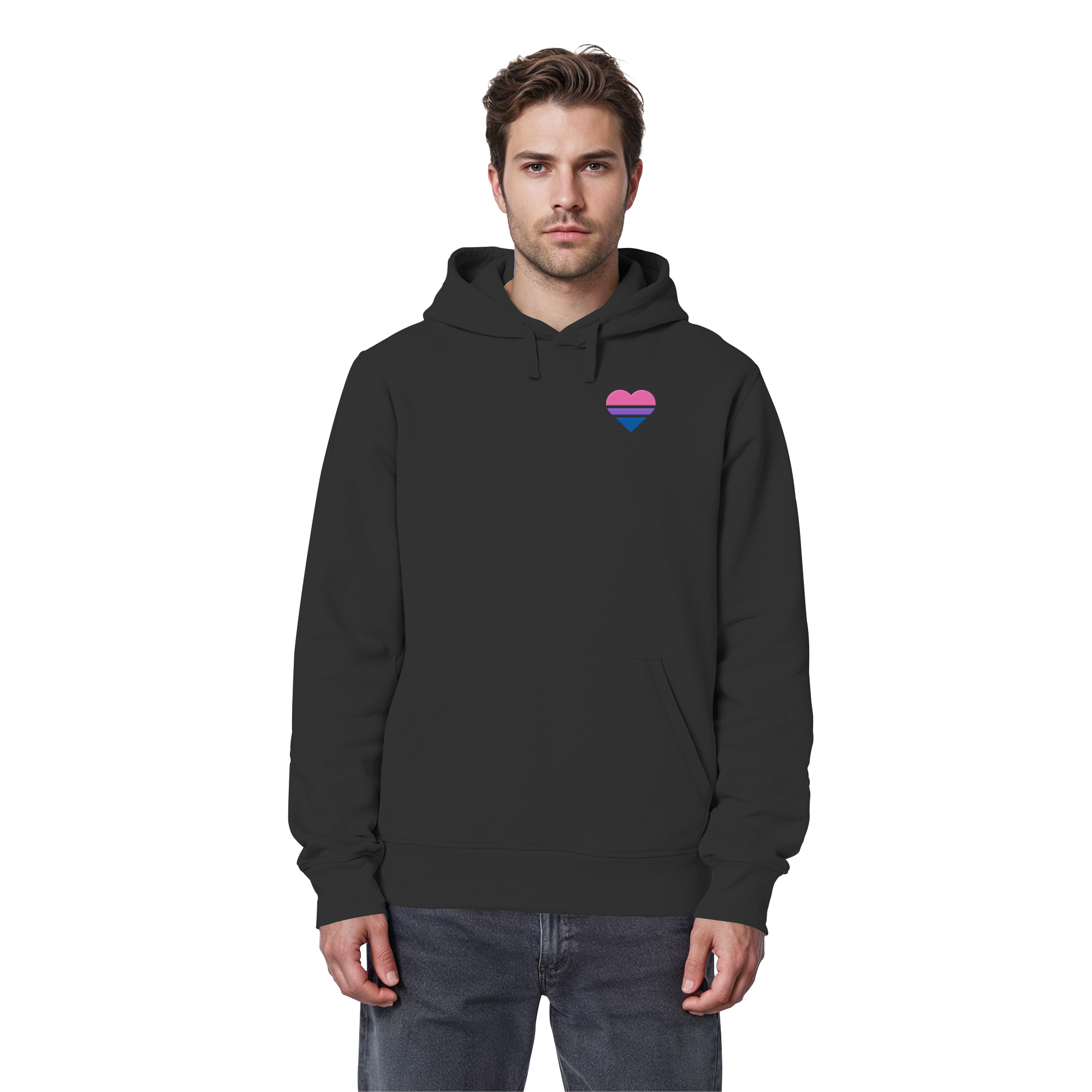 Organic Basic Hoodie - Bisexual Flag Herz Stick