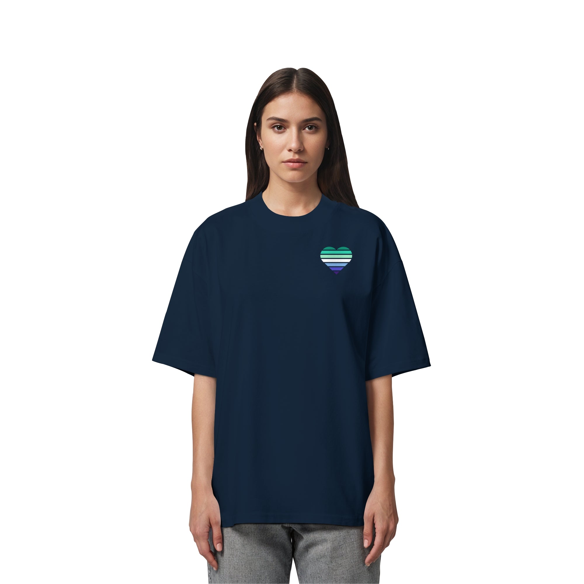 Organic Oversize Shirt - Gay Flag Herz Print