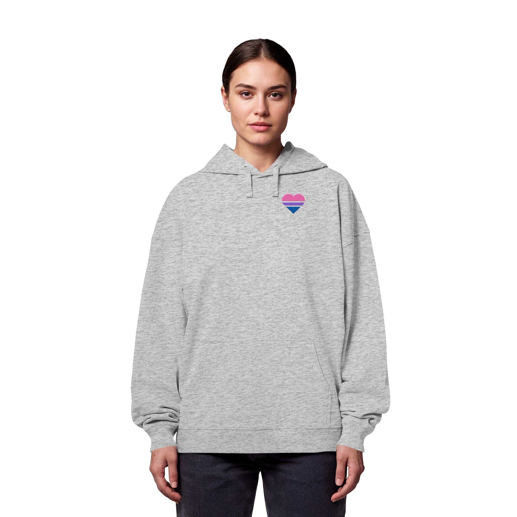 Organic Oversize Hoodie - Bisexual Flag Herz Stick