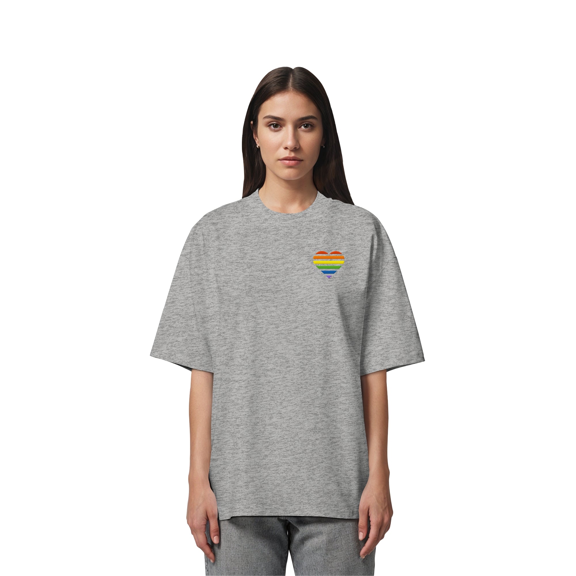 Organic Oversize Shirt - Pride Flag Herz Stick