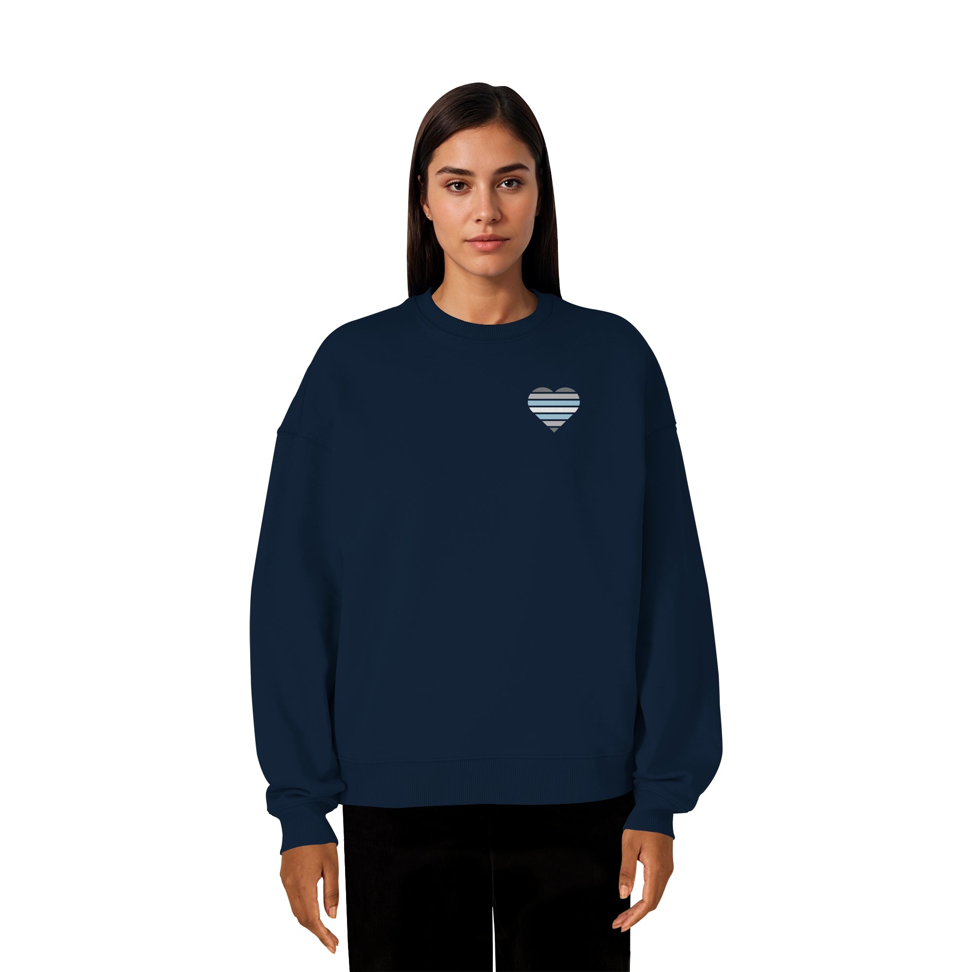 Organic Oversize Sweatshirt - Demiboy Flag Herz Print
