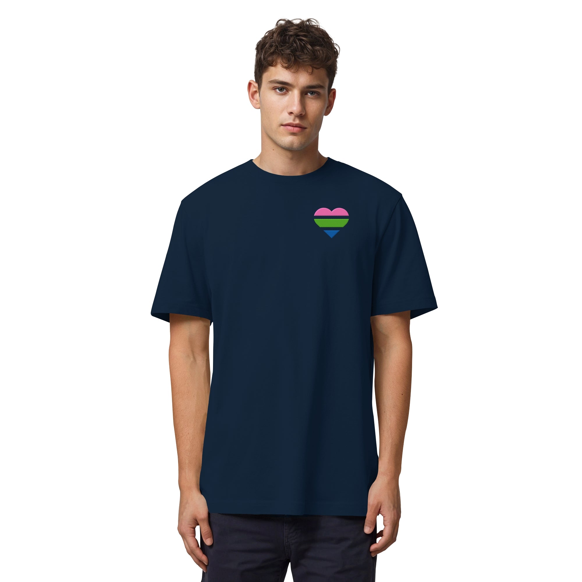 Organic Heavy Shirt - Polysexual Flag Herz Stick
