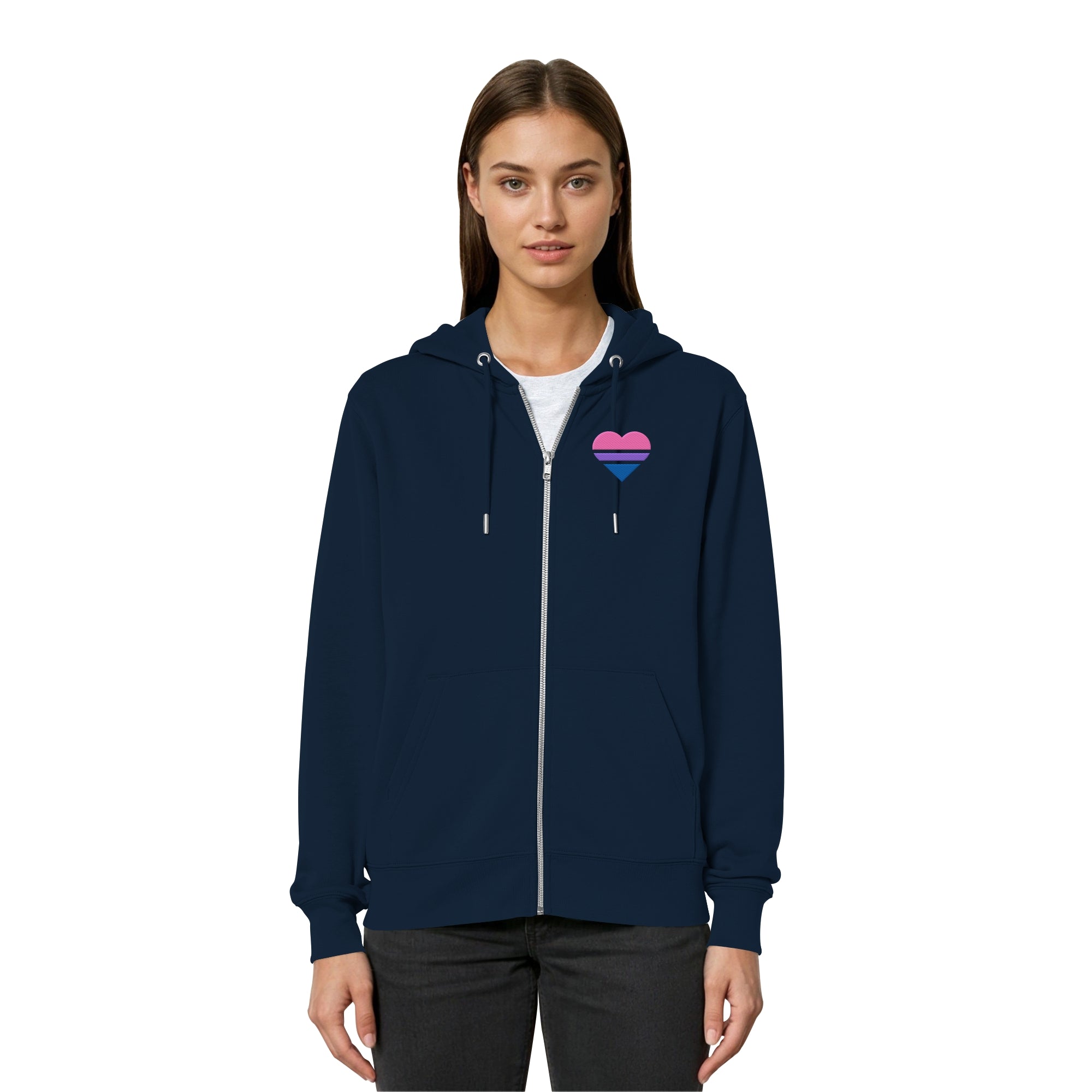 Organic Relaxed Zipper - Bisexual Flag Herz Stick