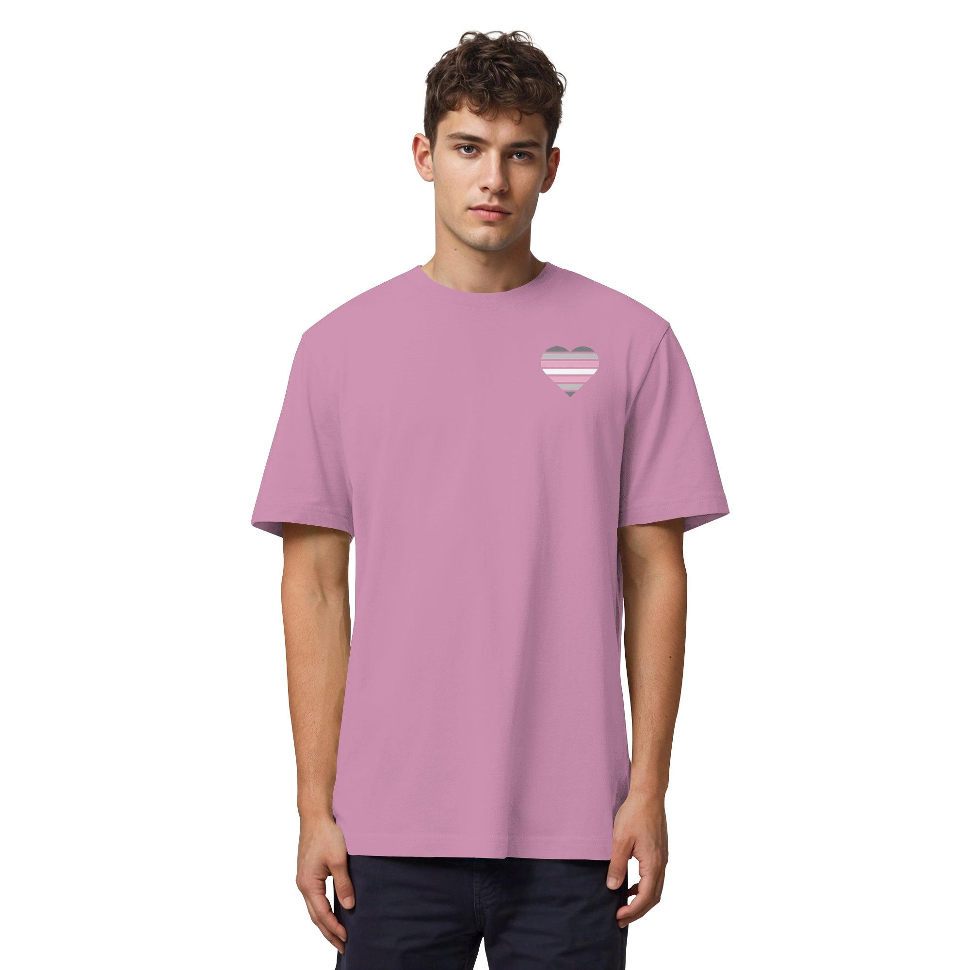 Organic Heavy Shirt - Demigirl Flag Herz Print