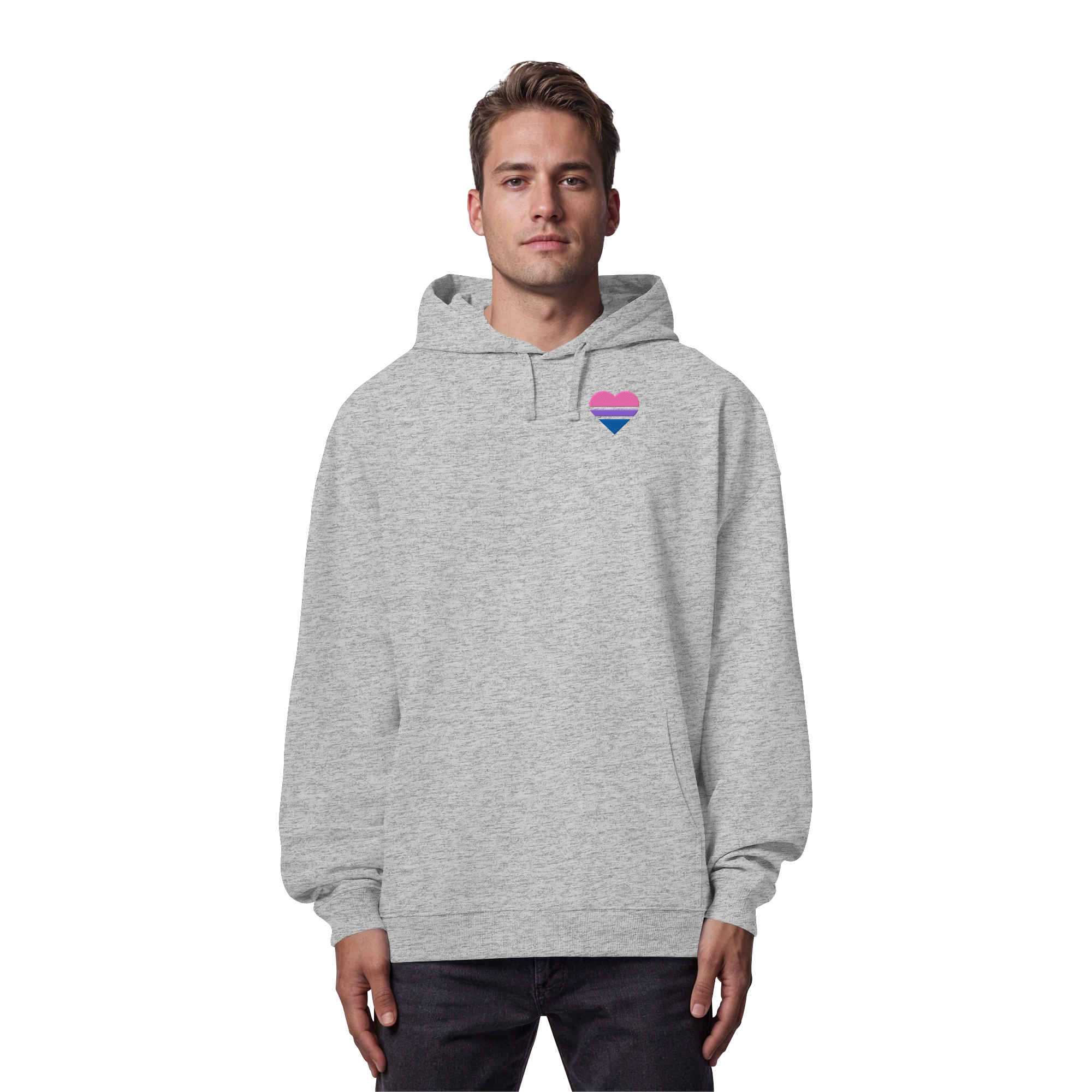 Organic Oversize Hoodie - Bisexual Flag Herz Stick