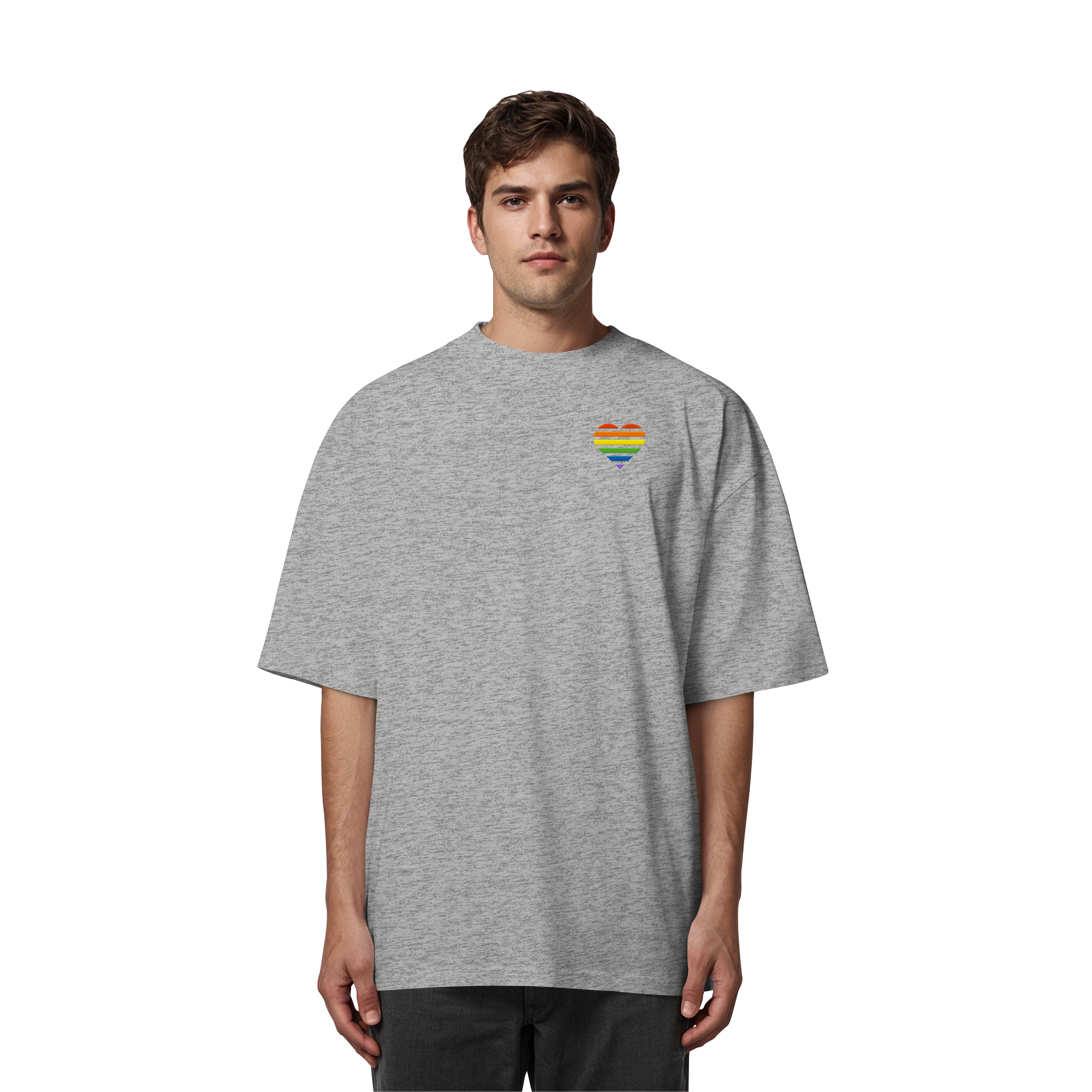 Organic Oversize Shirt - Pride Flag Herz Stick