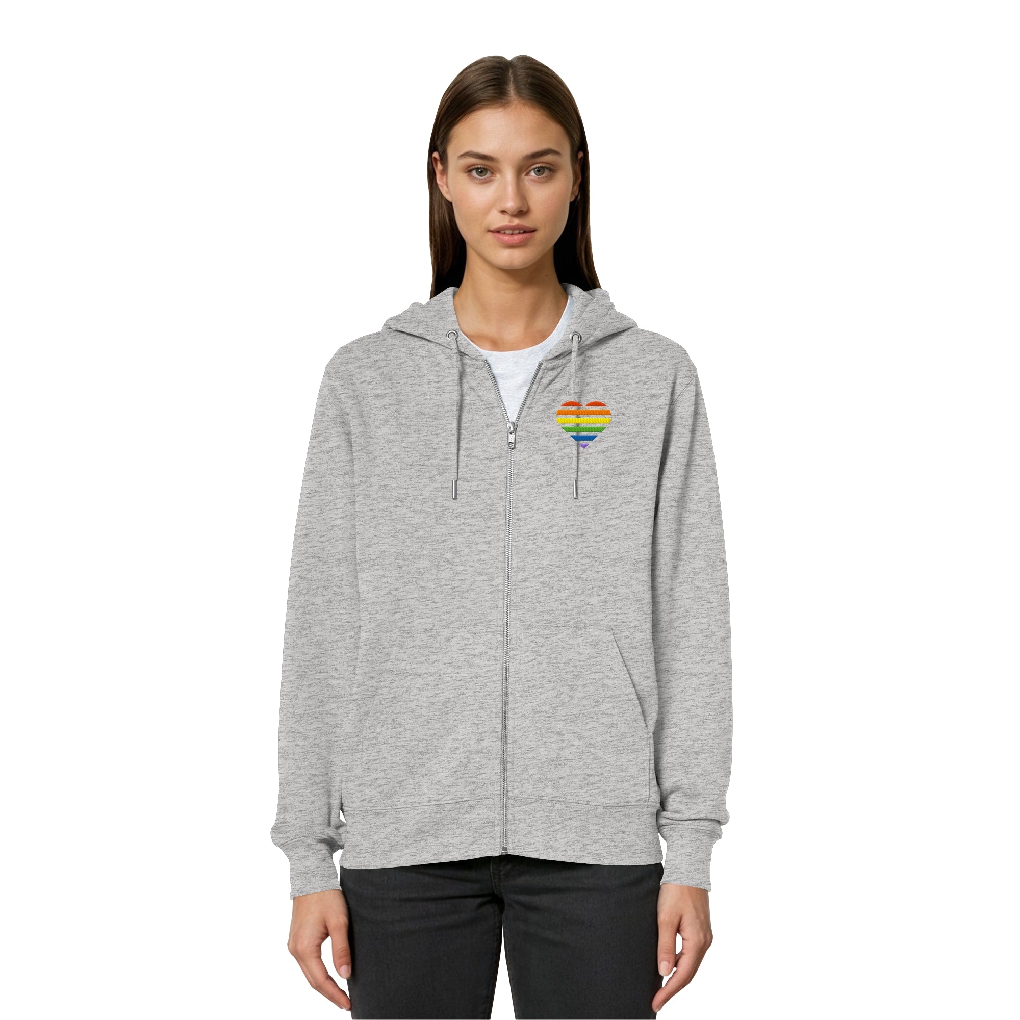 Organic Relaxed Zipper - Pride Flag Herz Stick