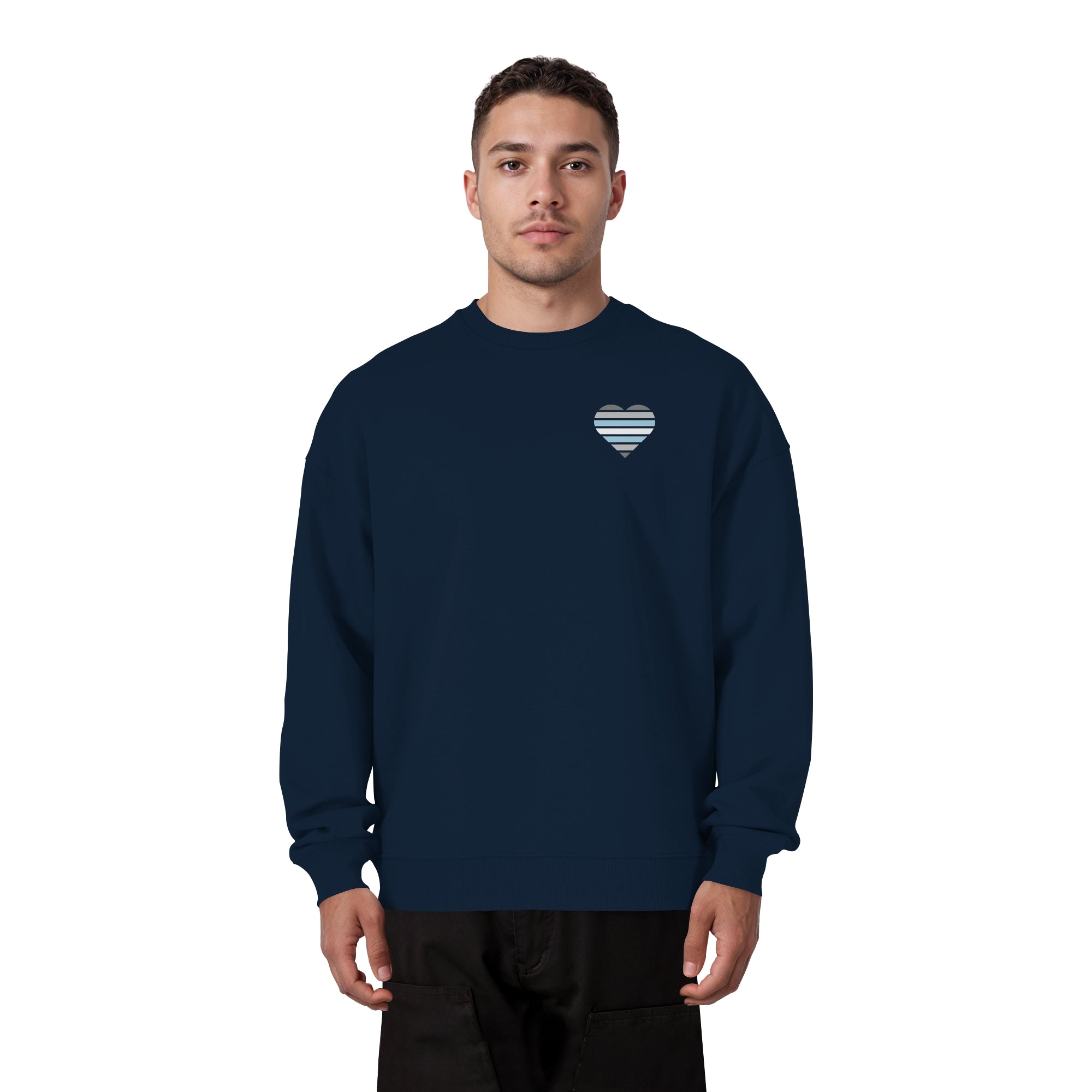 Organic Oversize Sweatshirt - Demiboy Flag Herz Print