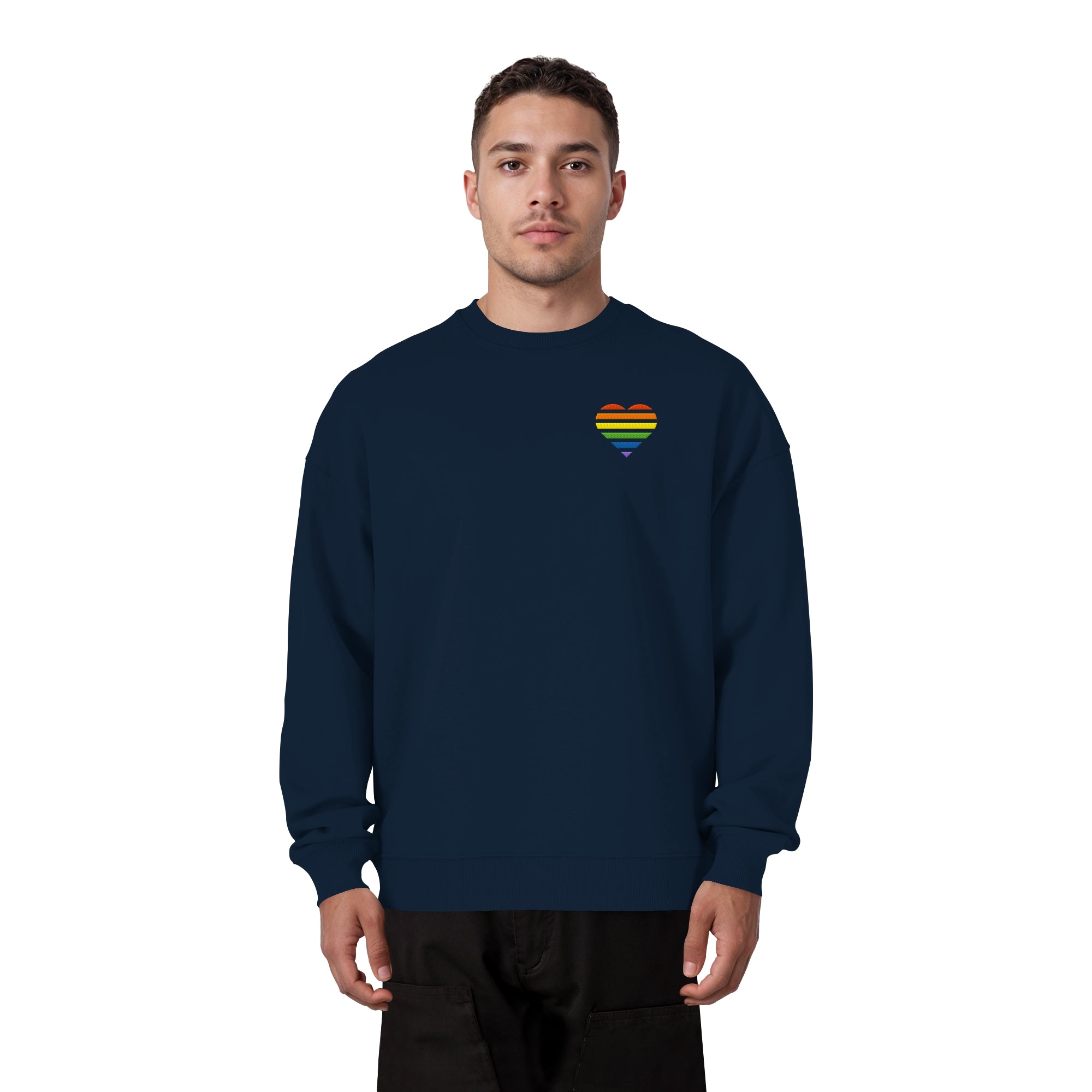 Organic Oversize Sweatshirt - Pride Flag Herz Stick