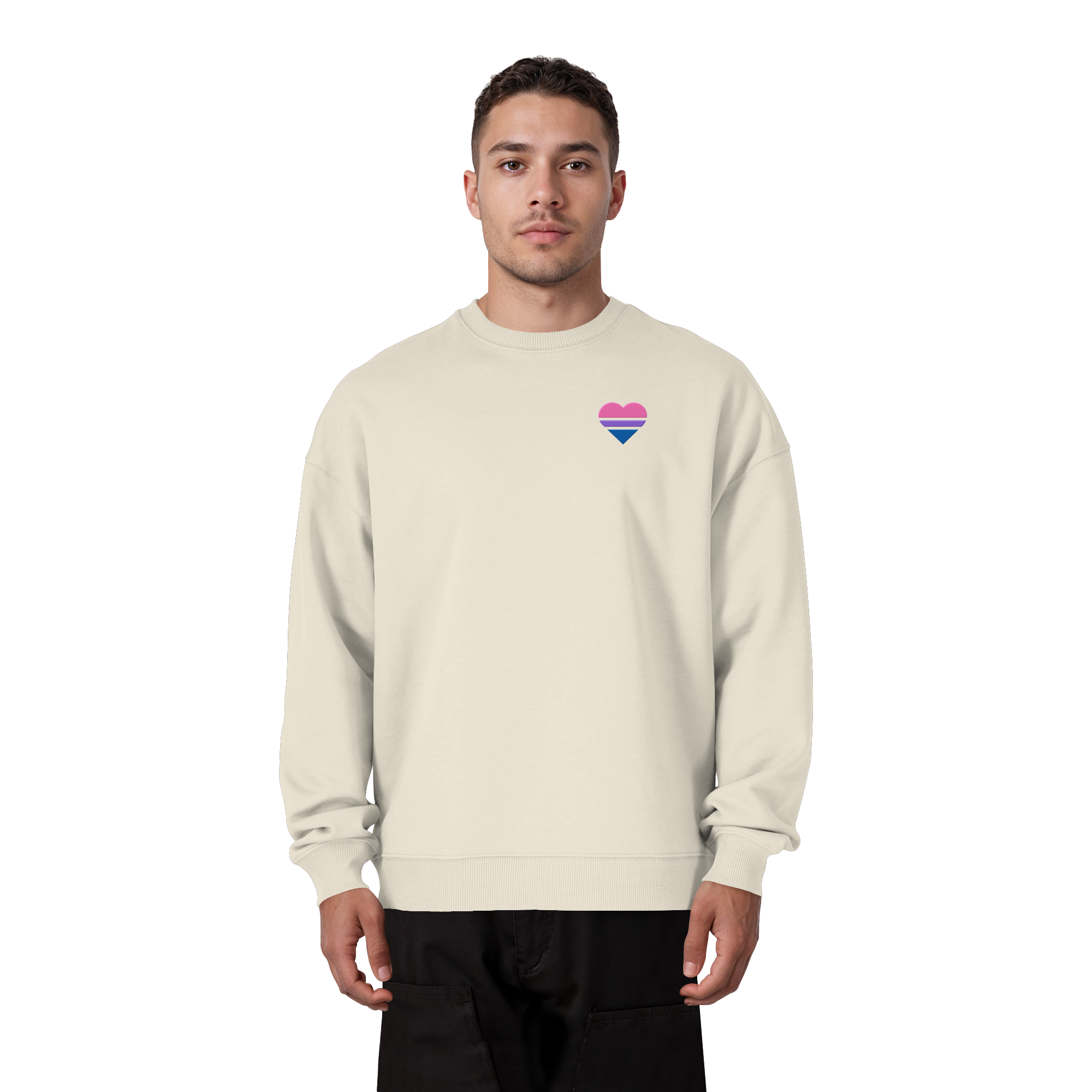 Organic Oversize Sweatshirt - Bisexual Flag Herz Stick
