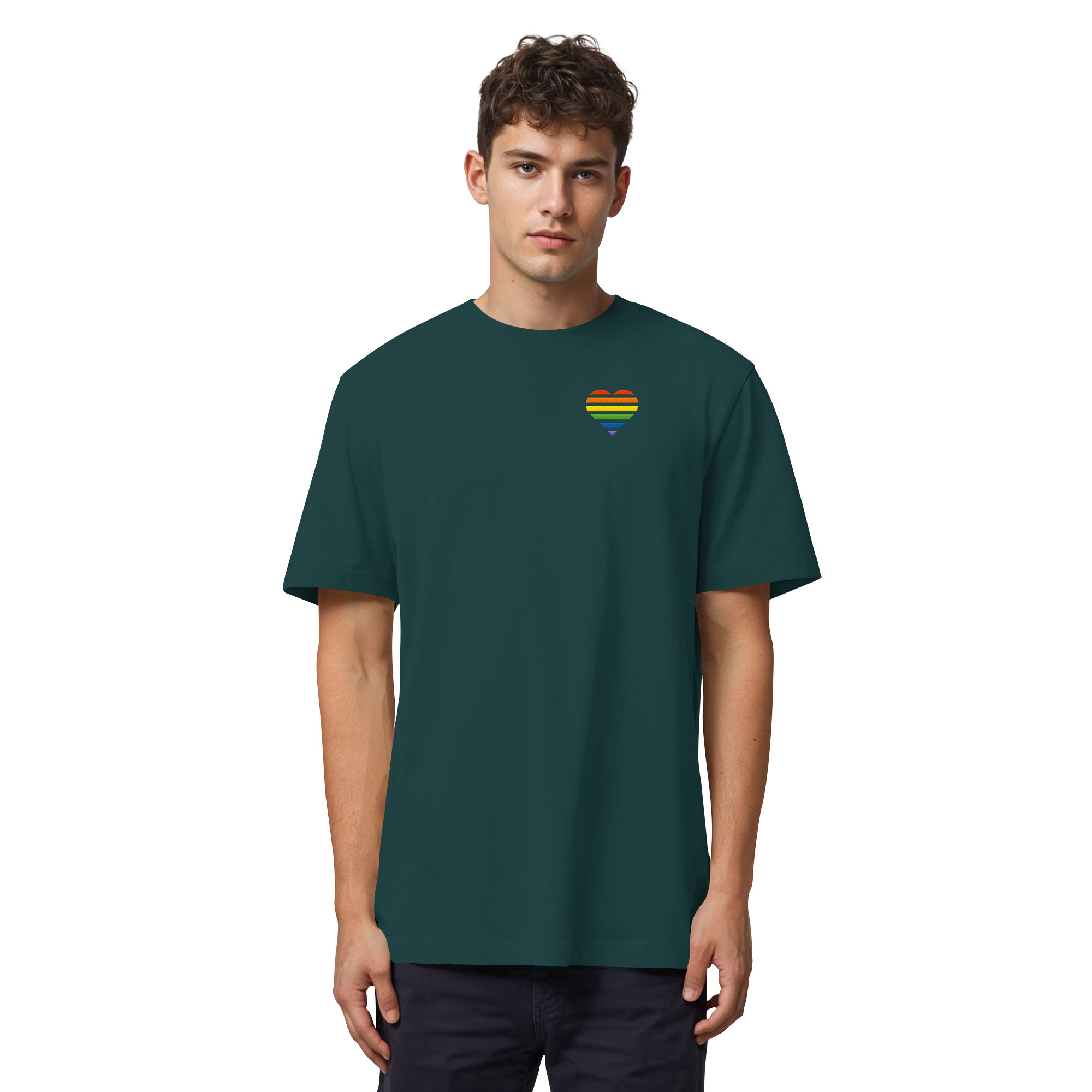 Organic Heavy Shirt - Pride Flag Herz Stick