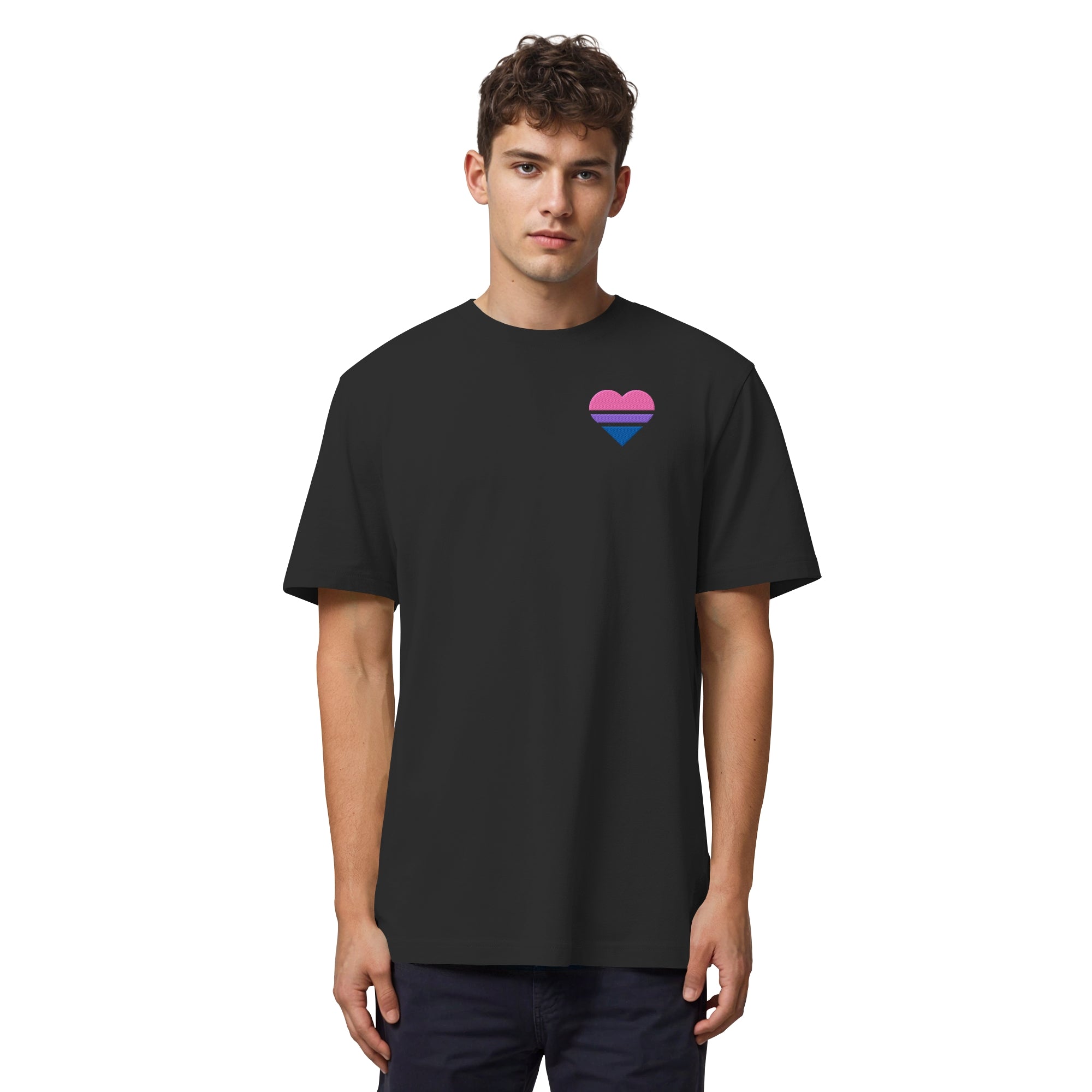Organic Heavy Shirt - Bisexual Flag Herz Stick