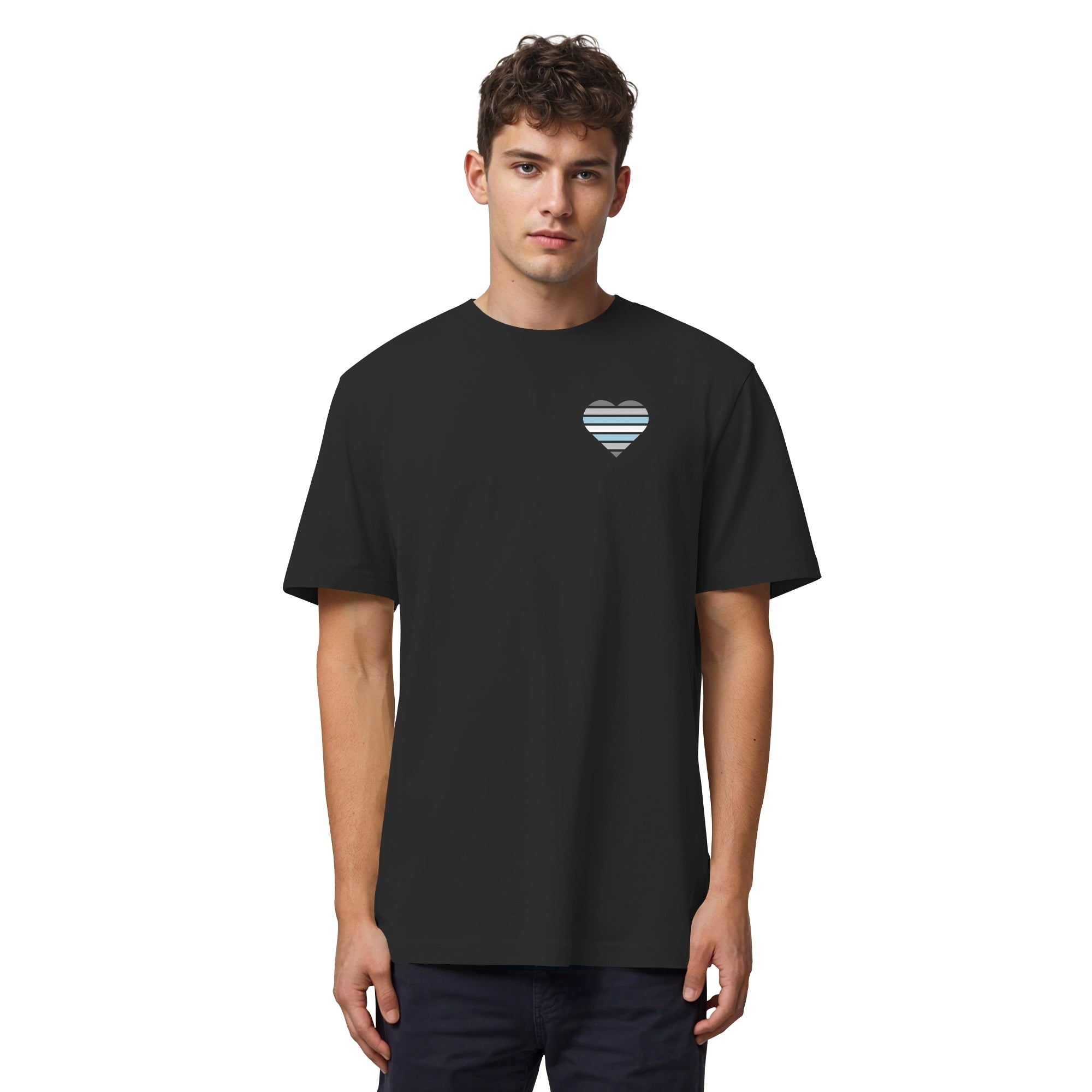 Organic Heavy Shirt - Demiboy Flag Herz Print