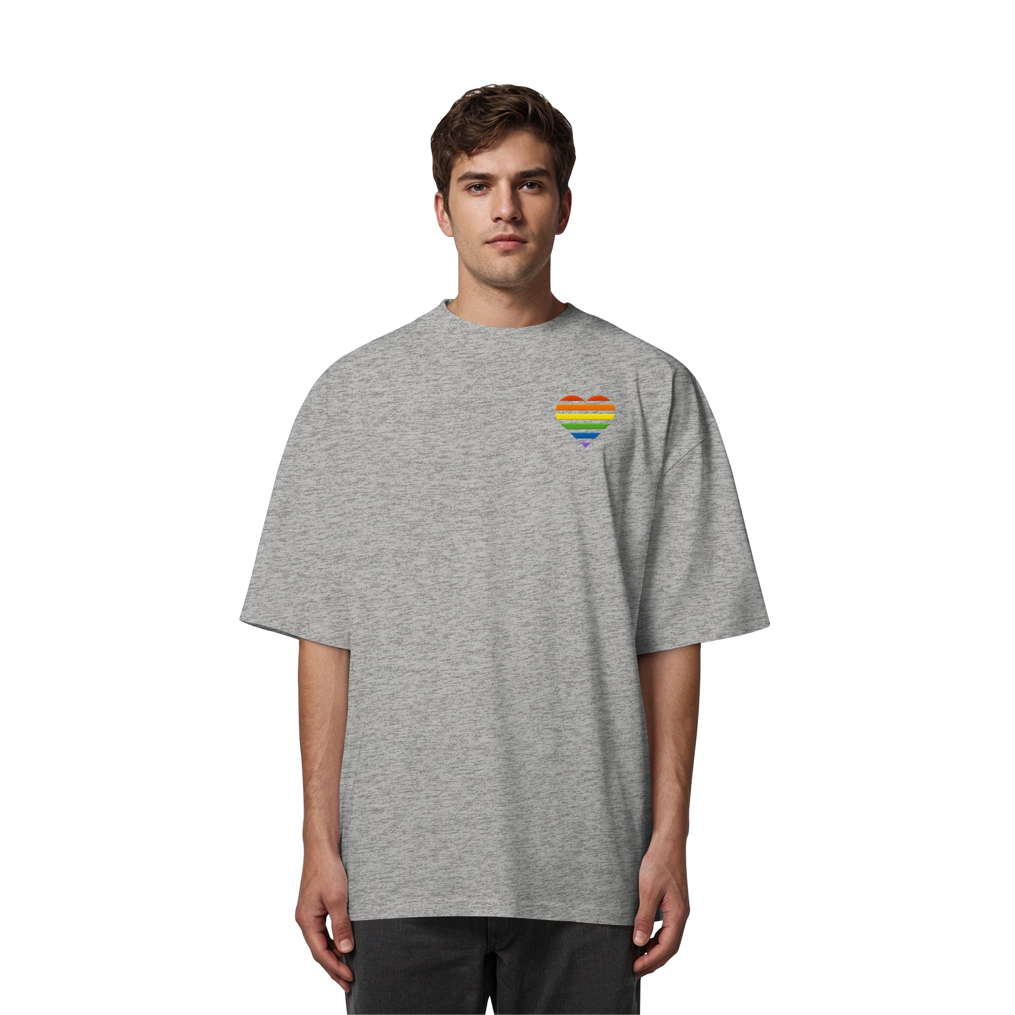 Organic Oversize Shirt - Pride Flag Herz Stick