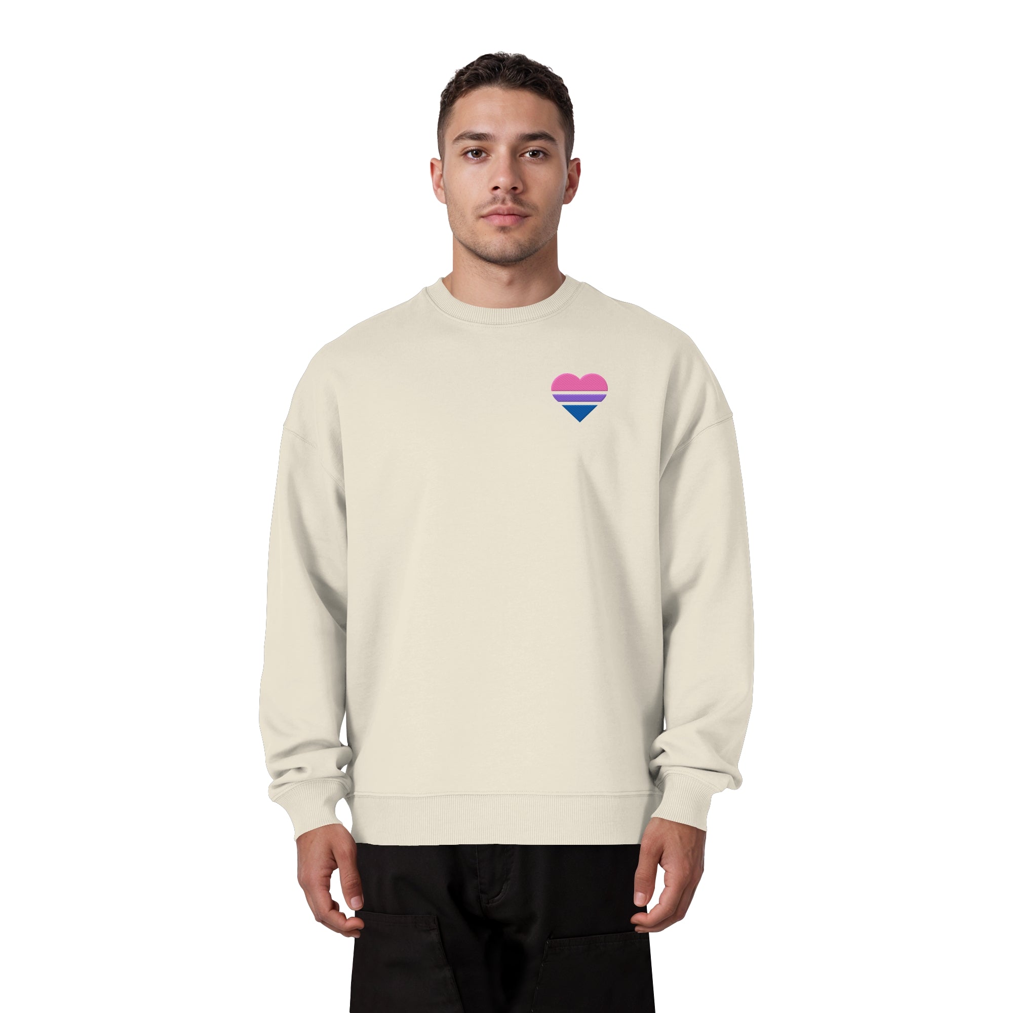 Organic Oversize Sweatshirt - Bisexual Flag Herz Stick
