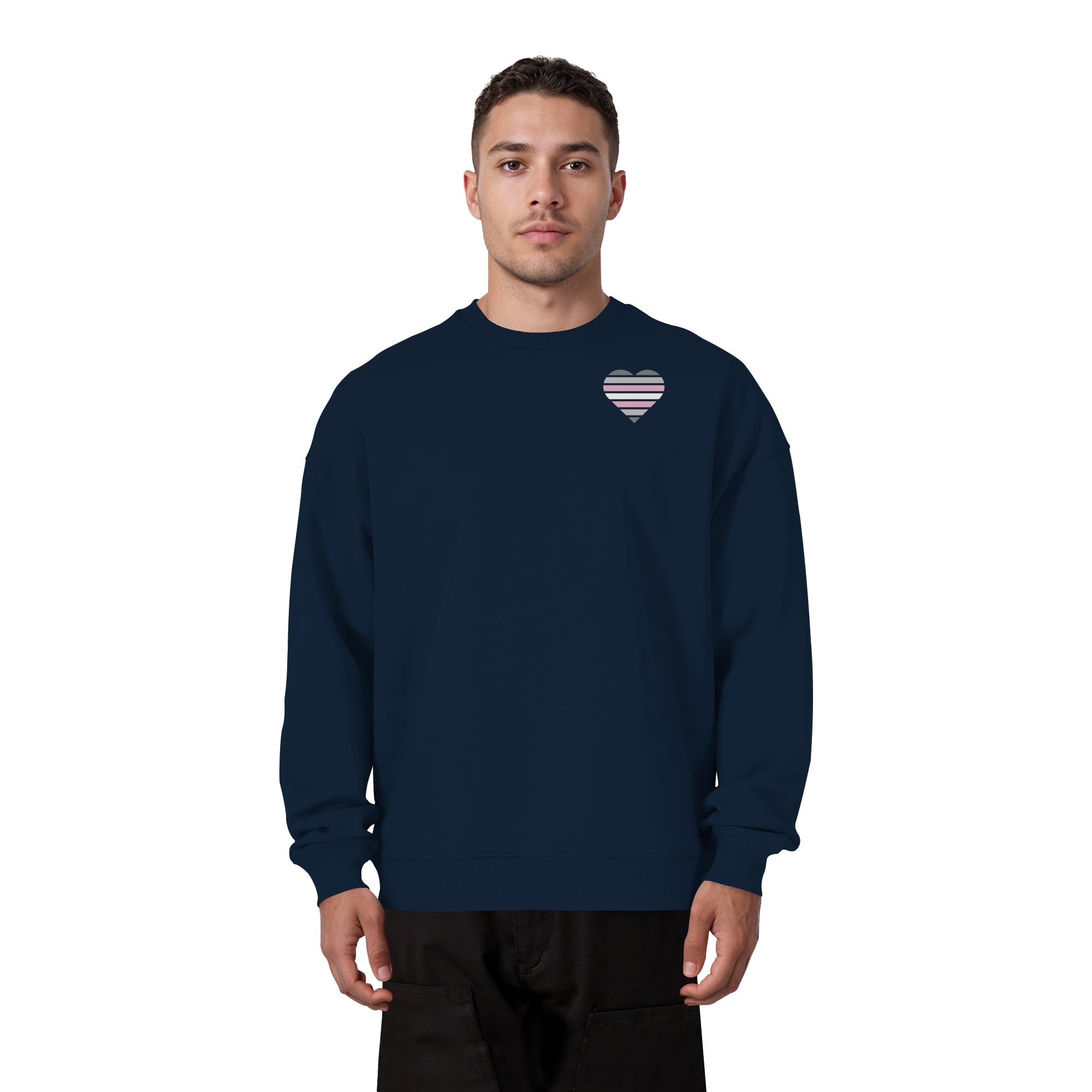 Organic Oversize Sweatshirt - Demigirl Flag Herz Print