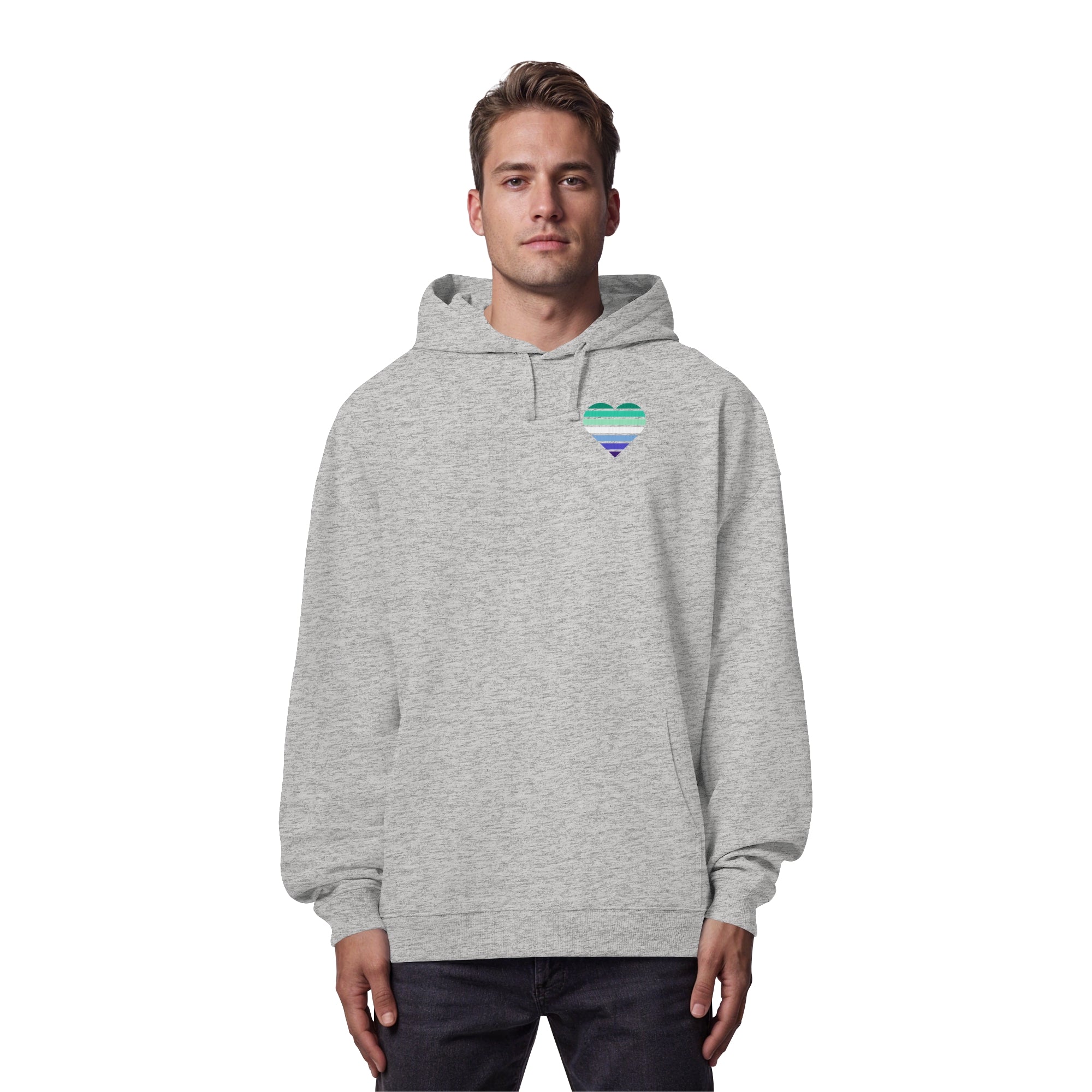 Organic Oversize Hoodie - Gay Flag Herz Print