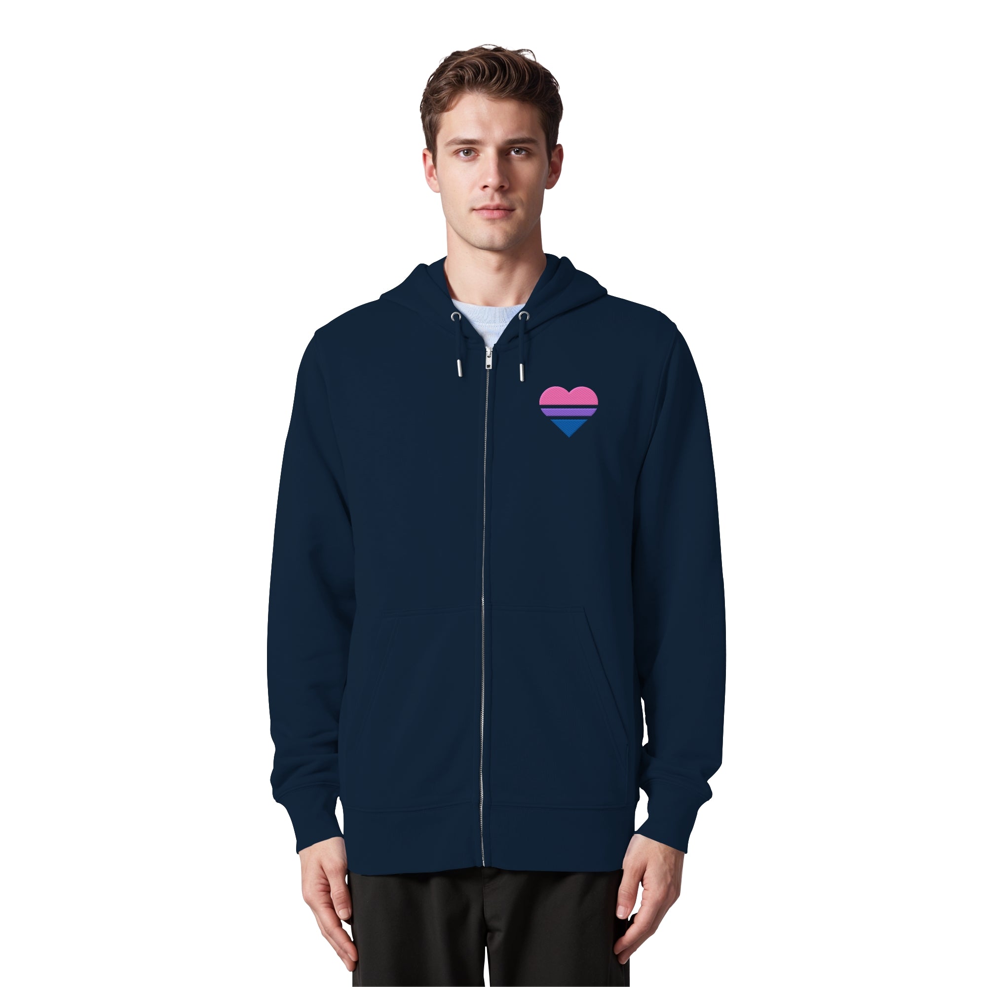 Organic Zipper - Bisexual Flag Herz Stick