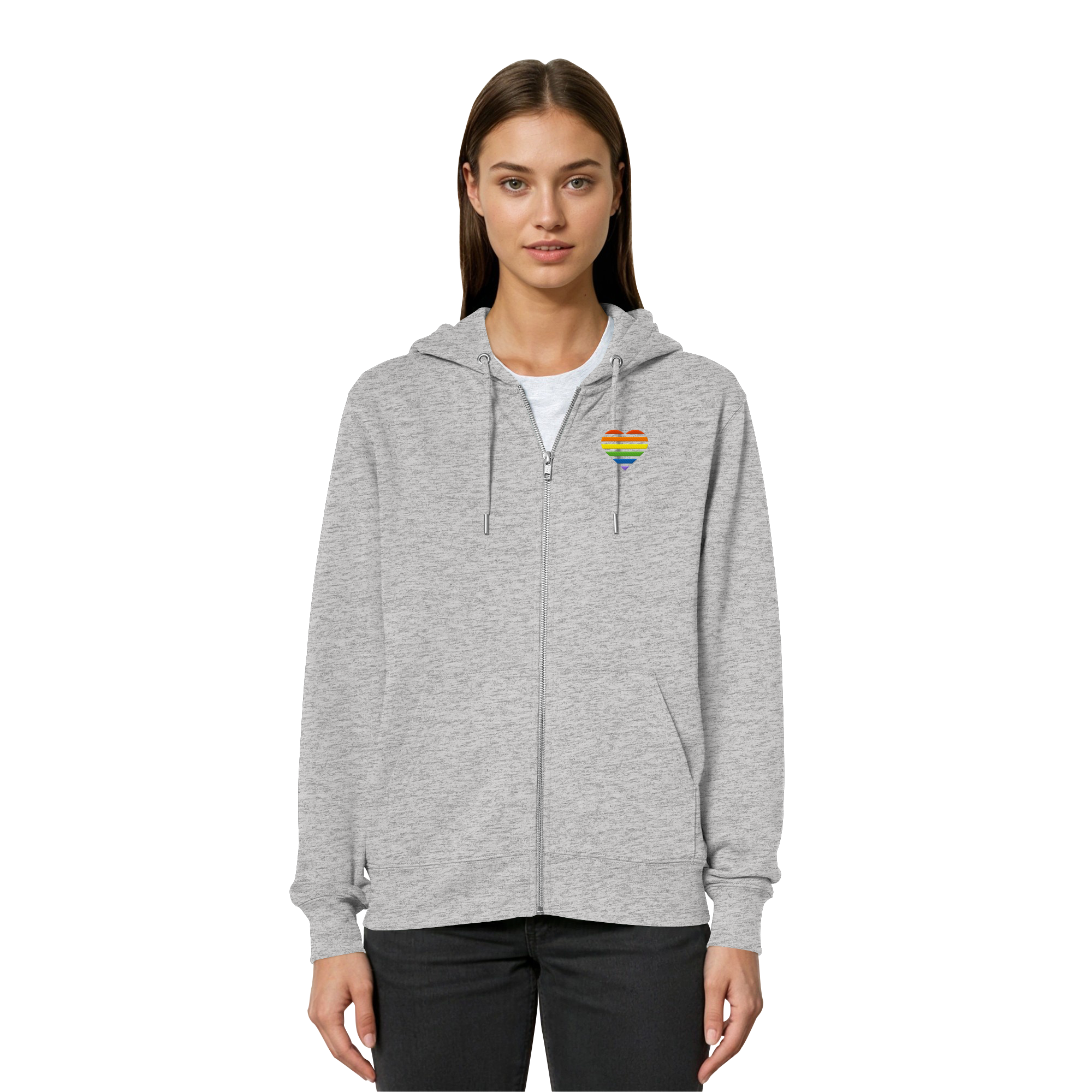 Organic Relaxed Zipper - Pride Flag Herz Stick