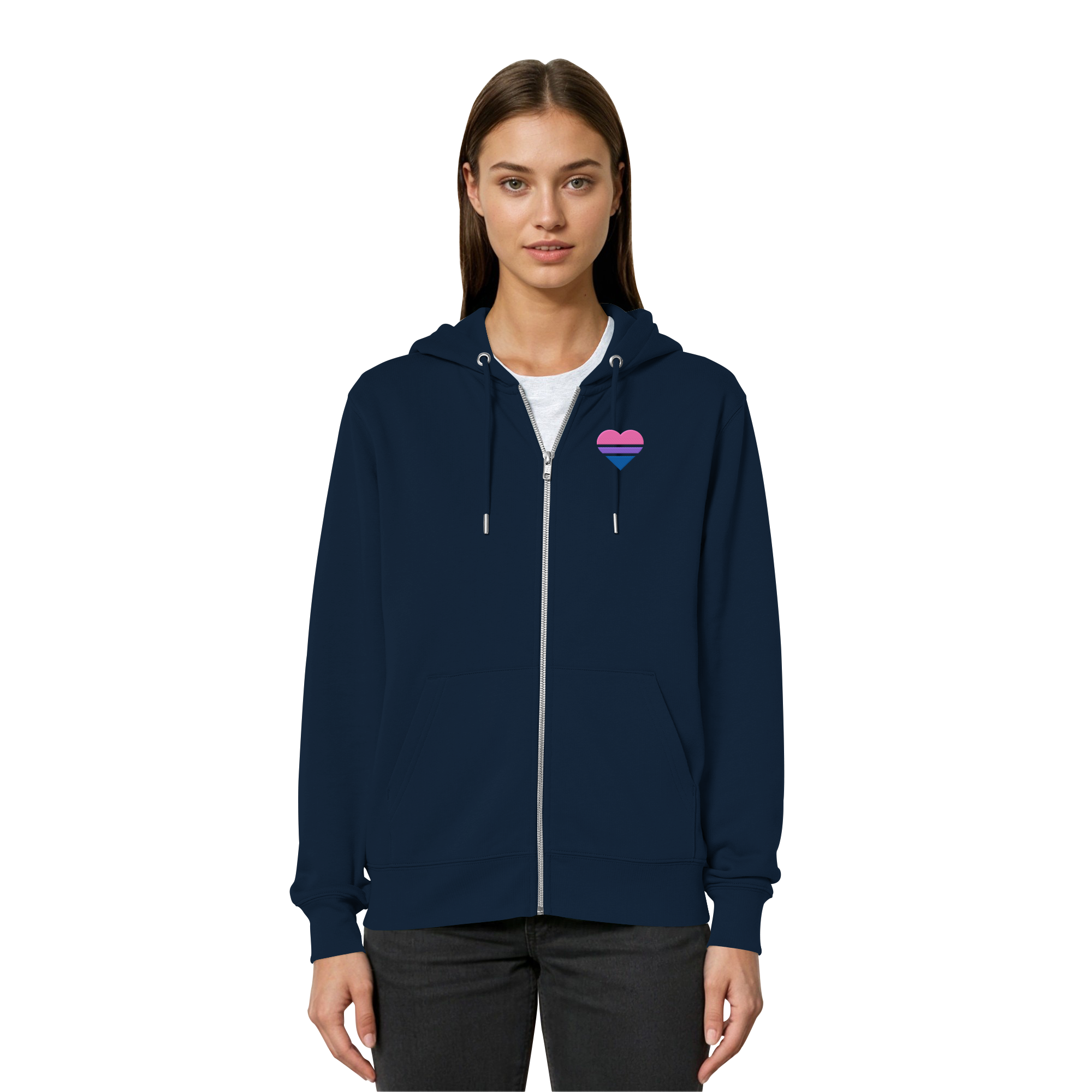 Organic Relaxed Zipper - Bisexual Flag Herz Stick