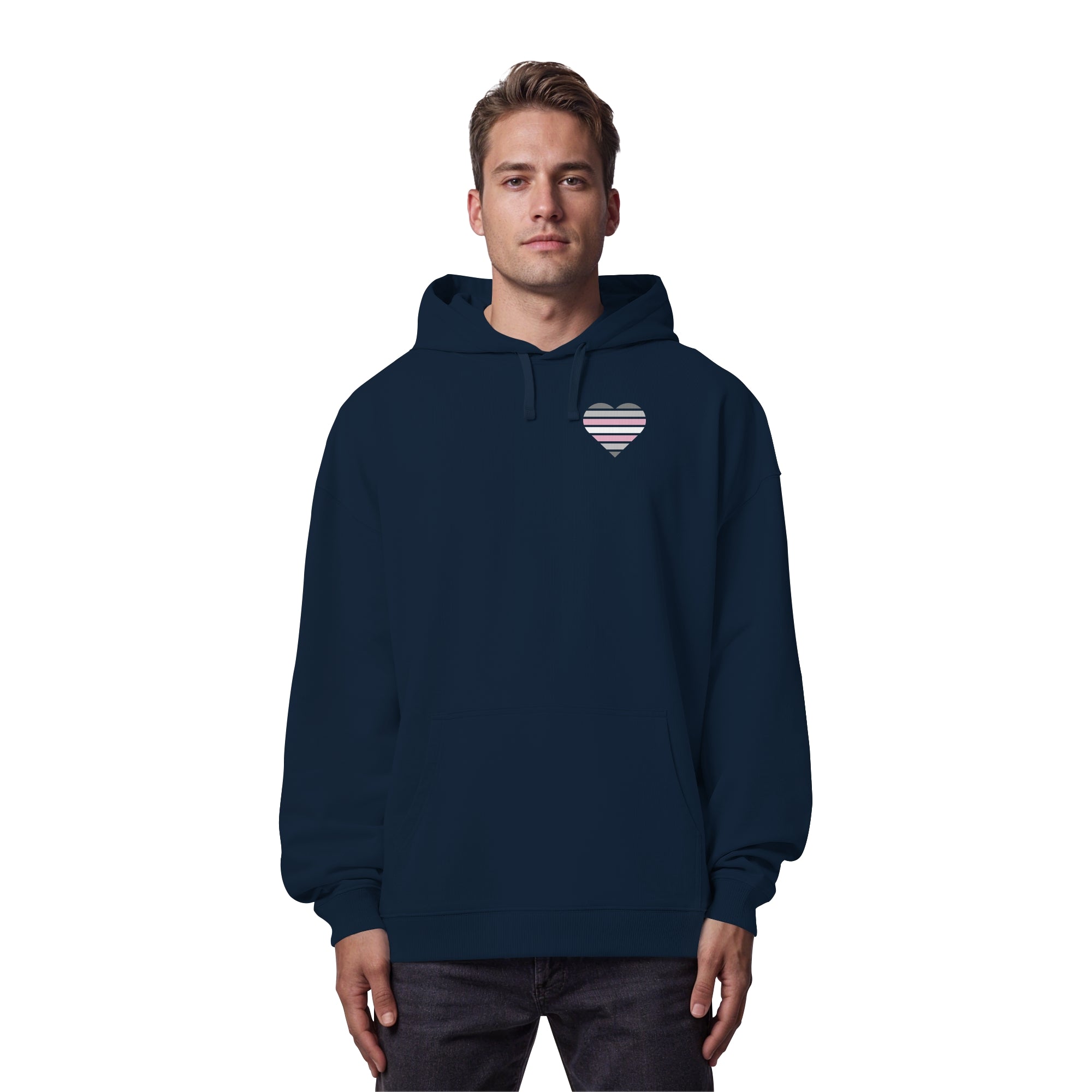 Organic Oversize Hoodie - Demigirl Flag Herz Print