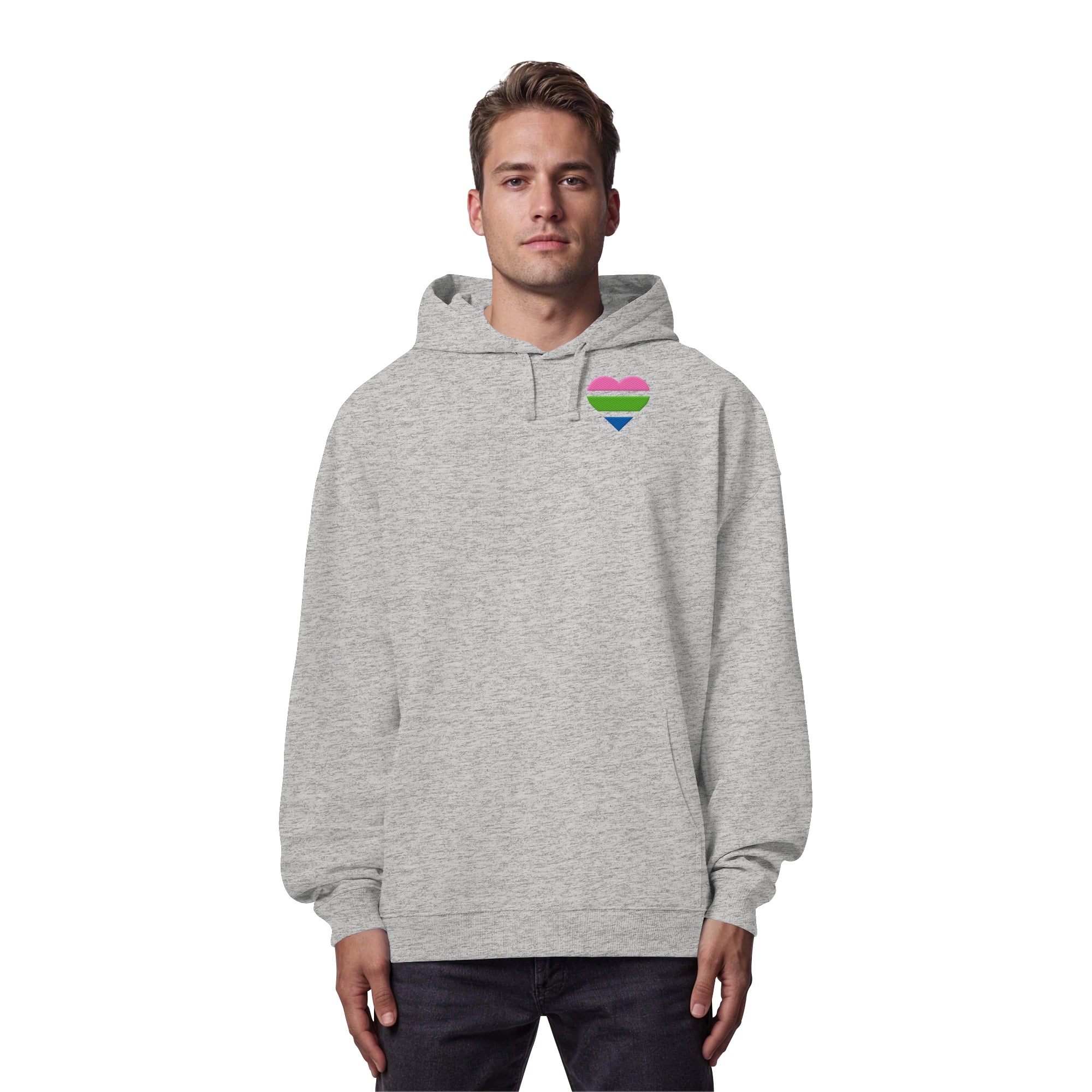 Organic Oversize Hoodie - Polysexual Flag Herz Stick