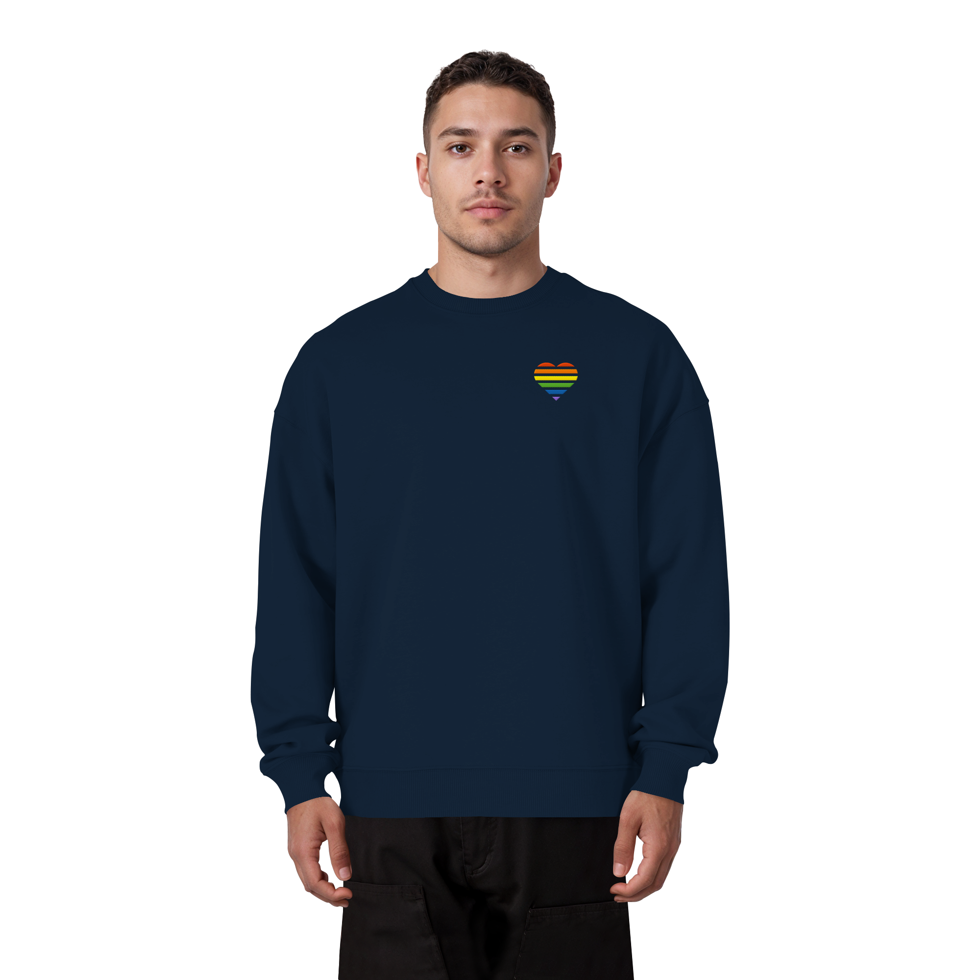 Organic Oversize Sweatshirt - Pride Flag Herz Stick