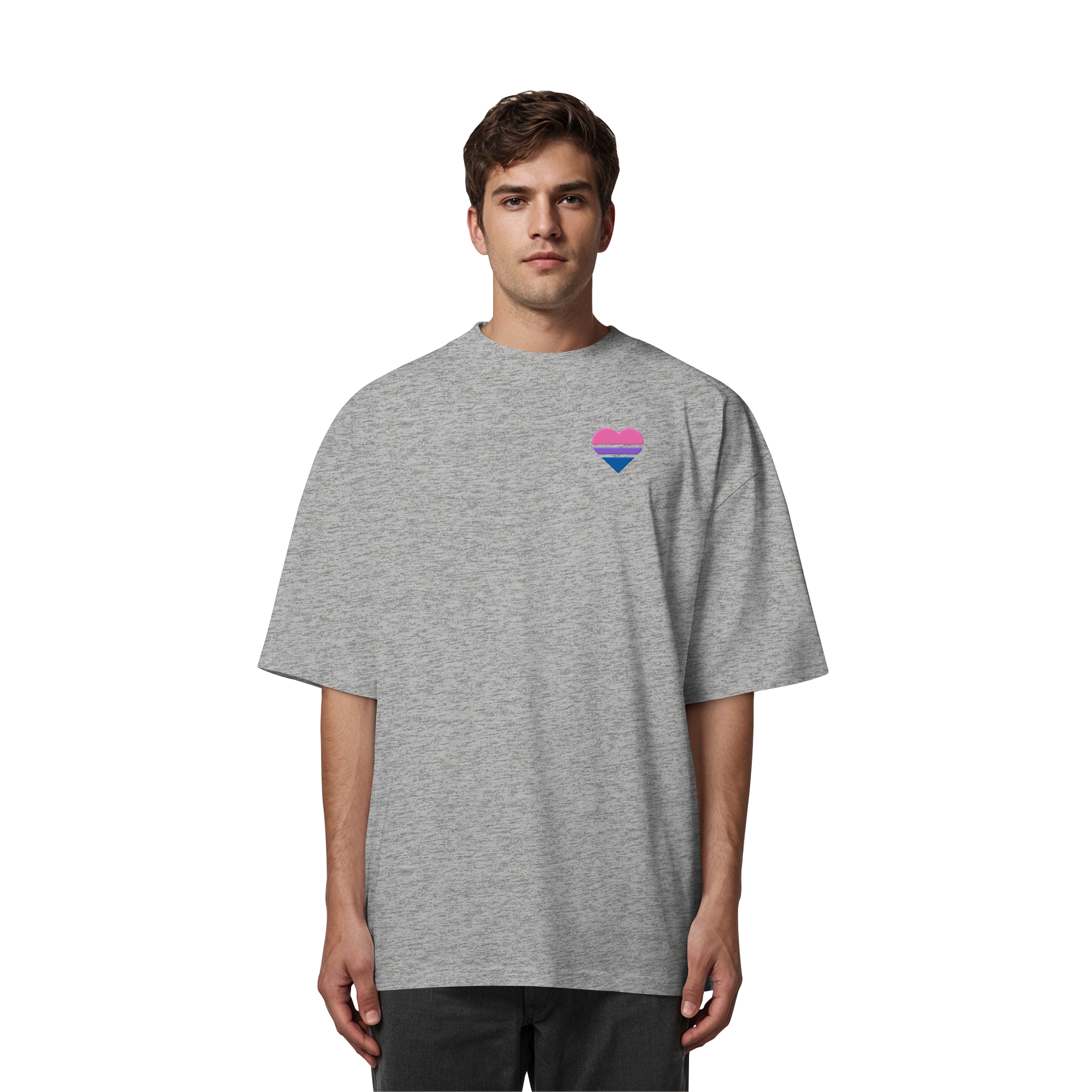 Organic Oversize Shirt - Bisexual Flag Herz Stick