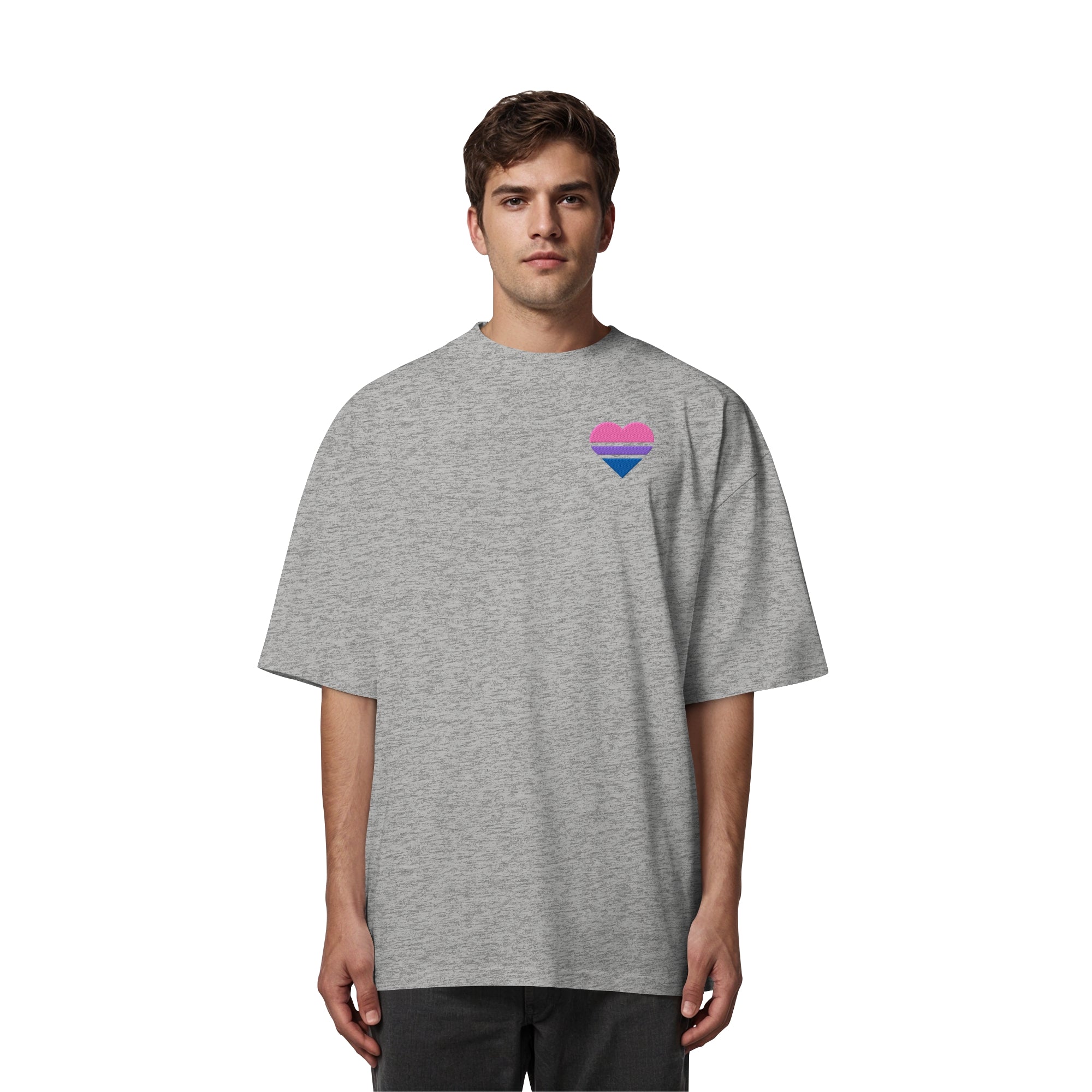 Organic Oversize Shirt - Bisexual Flag Herz Stick