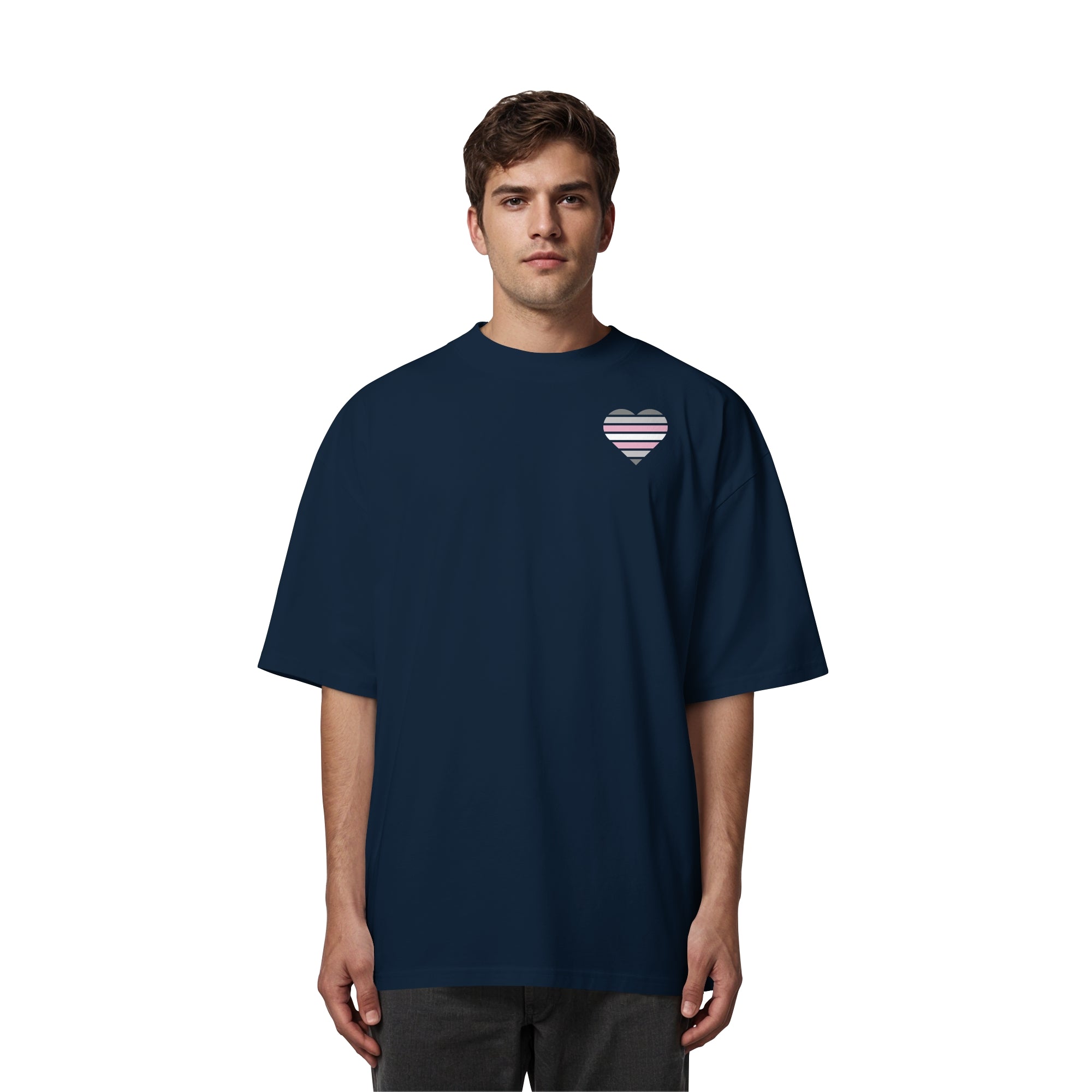 Organic Oversize Shirt - Demigirl Flag Herz Print