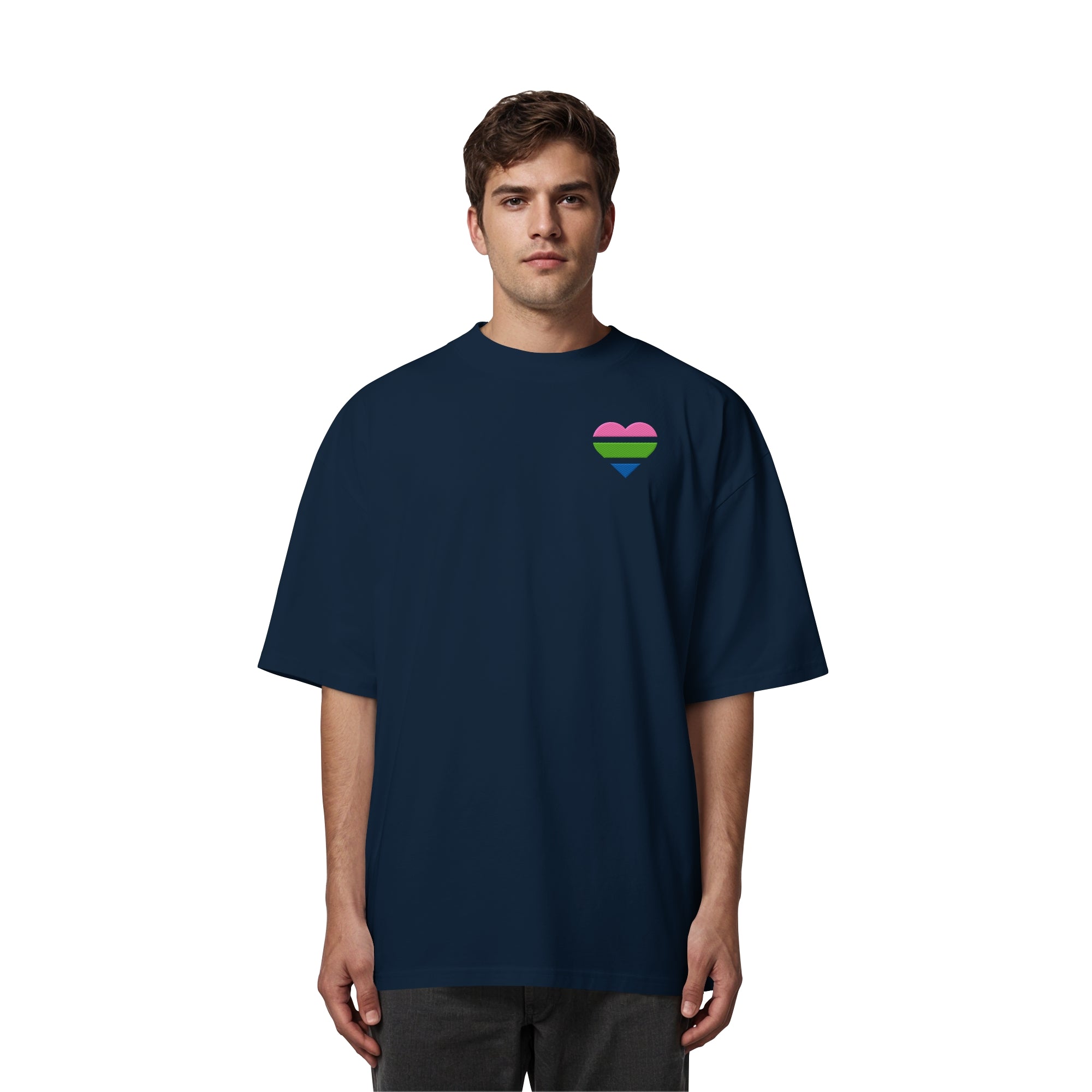 Organic Oversize Shirt - Polysexual Flag Herz Stick