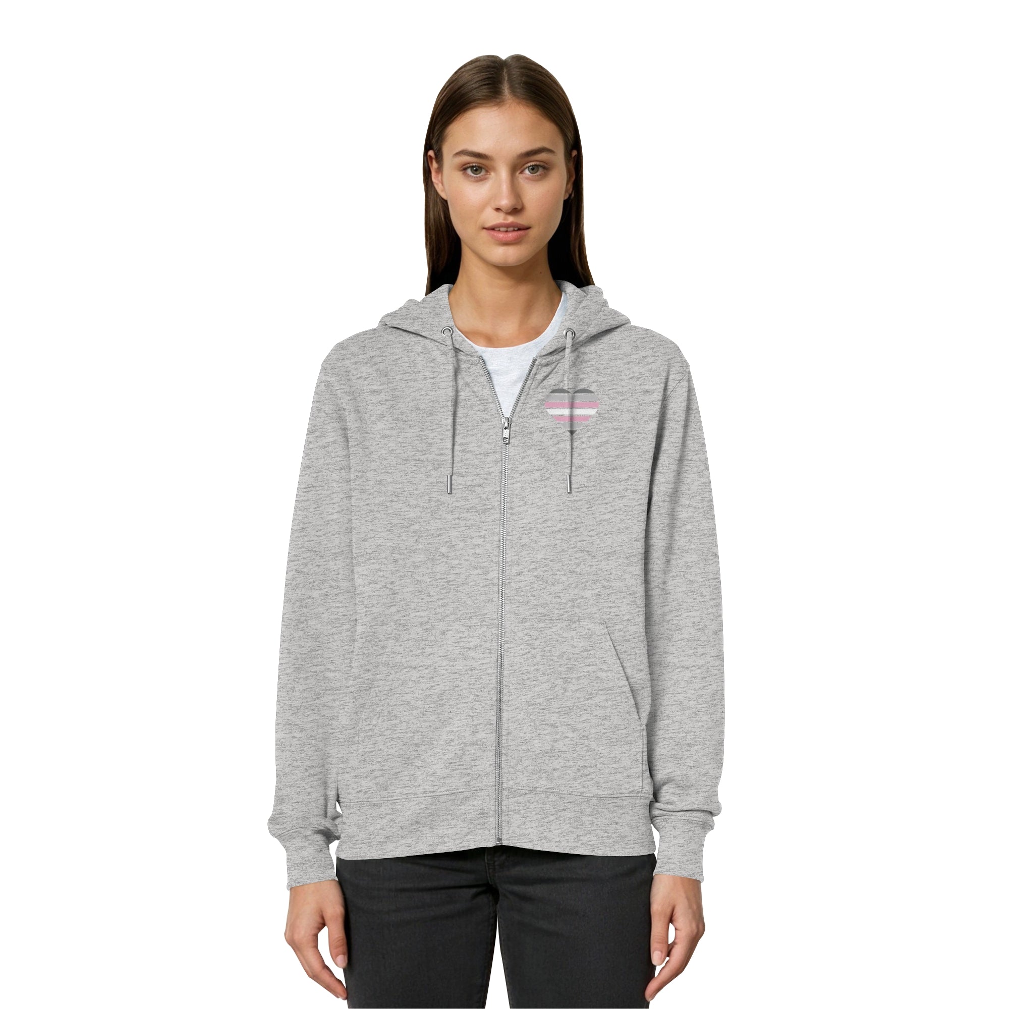 Organic Relaxed Zipper - Demigirl Flag Herz Print