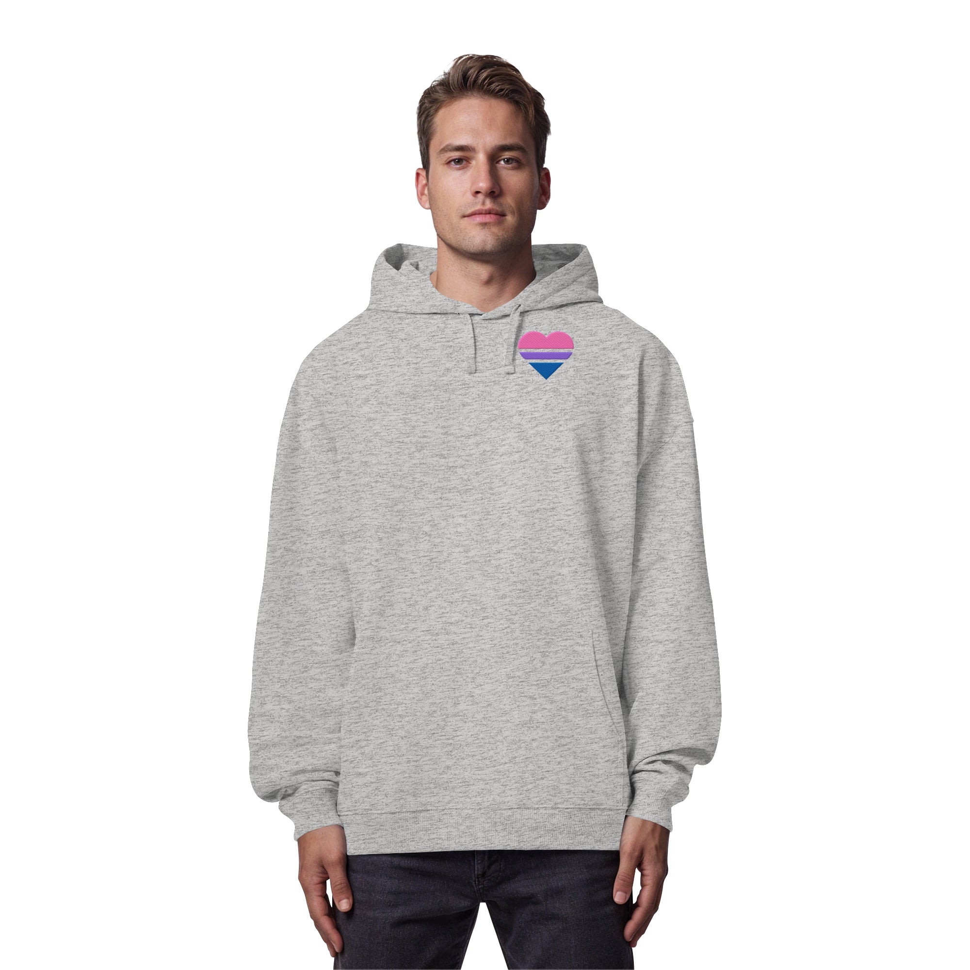 Organic Oversize Hoodie - Bisexual Flag Herz Stick