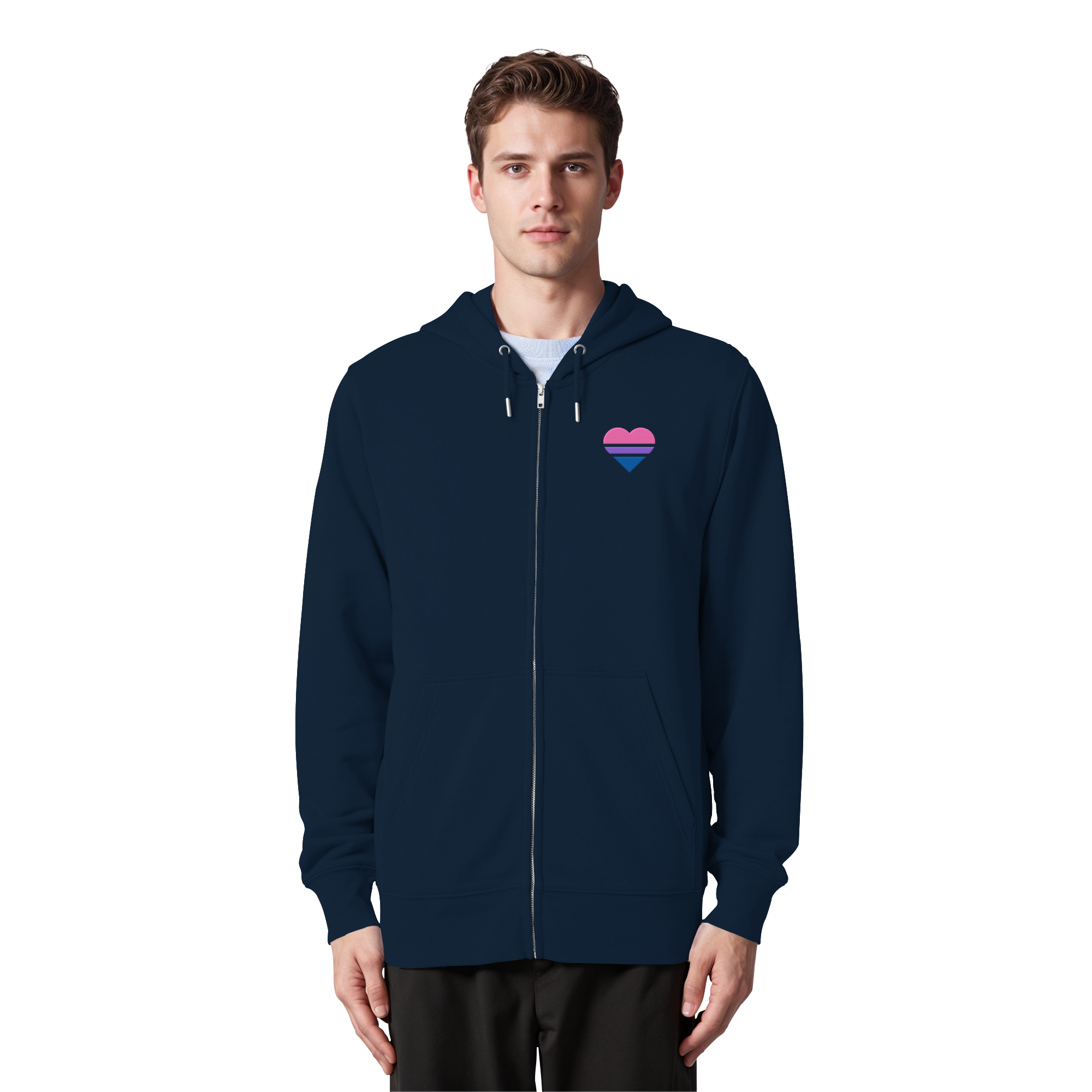 Organic Zipper - Bisexual Flag Herz Stick