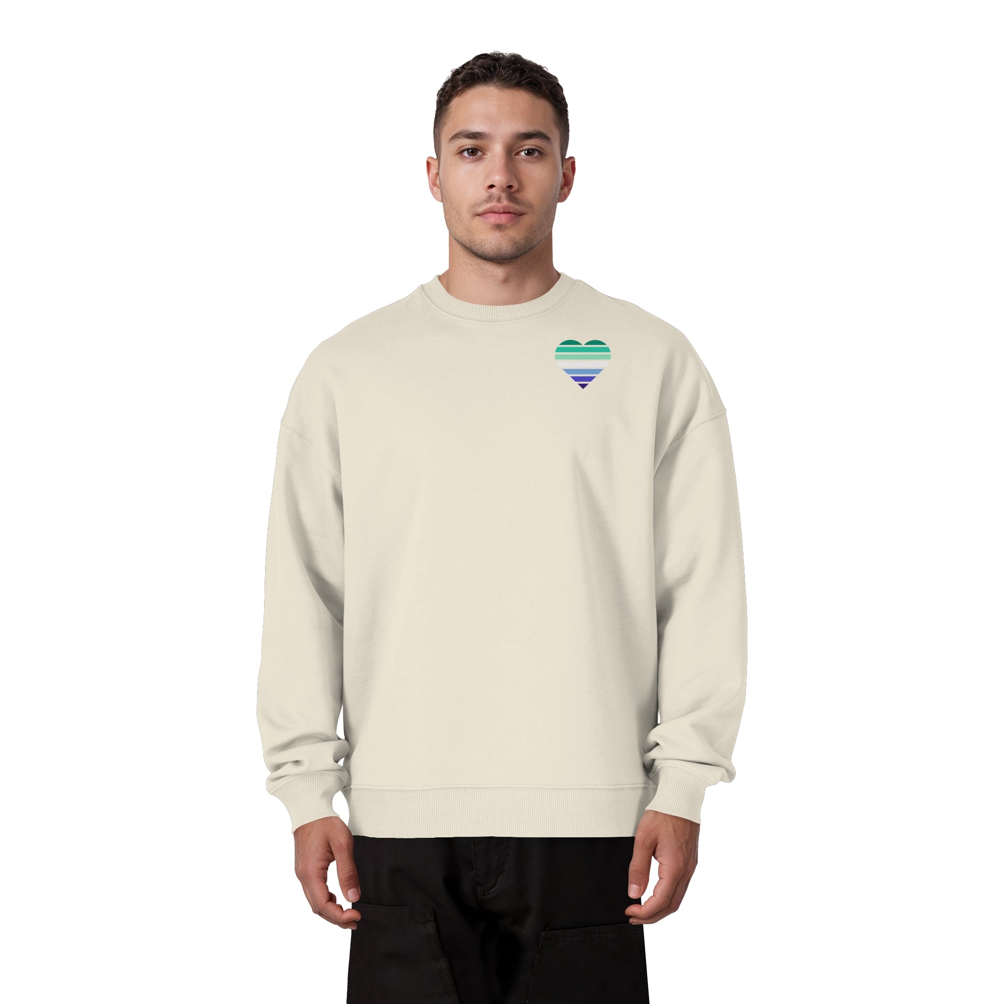 Organic Oversize Sweatshirt - Gay Flag Herz Print