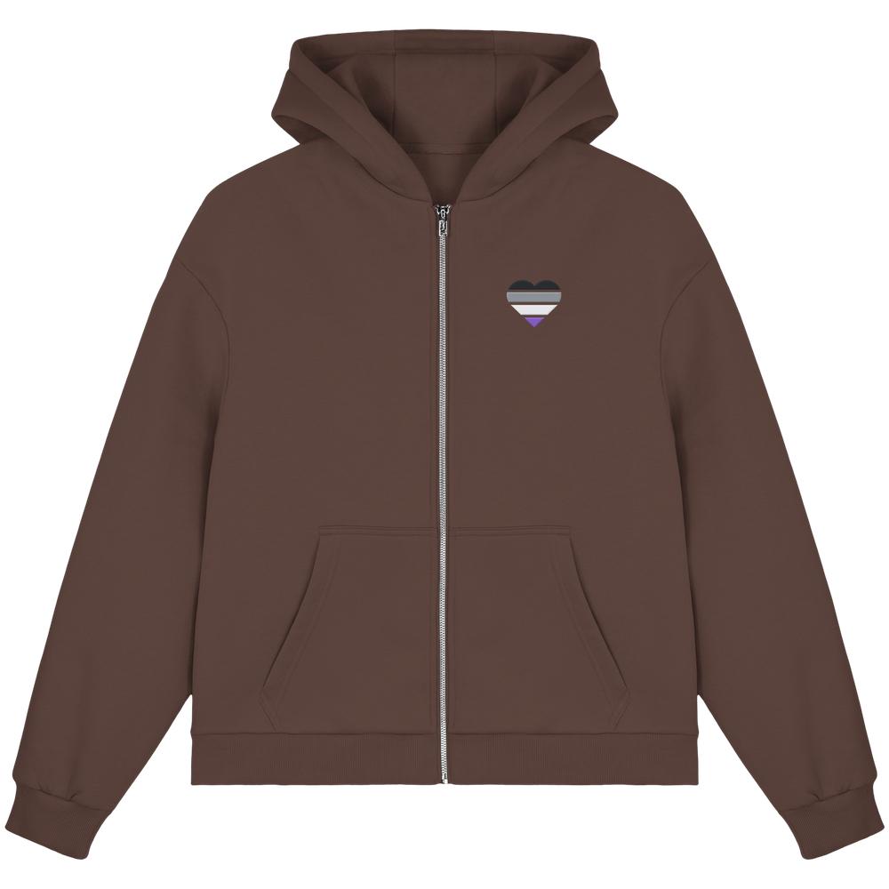 Fluffy Boxcut Zipper mit Herz Stick - Asexual