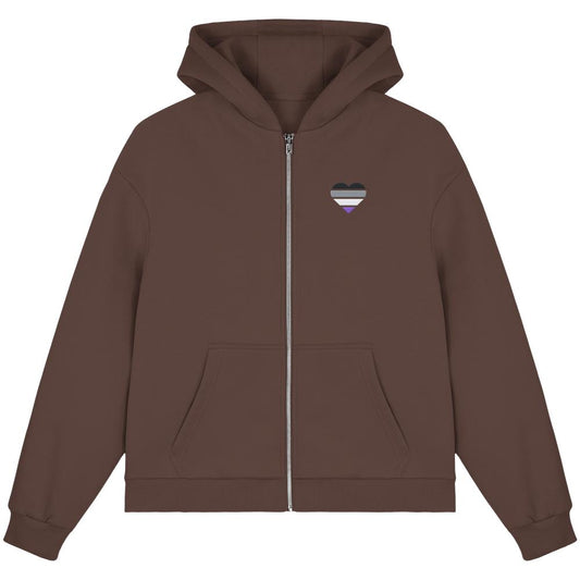 Fluffy Boxcut Zipper mit Herz Stick - Asexual