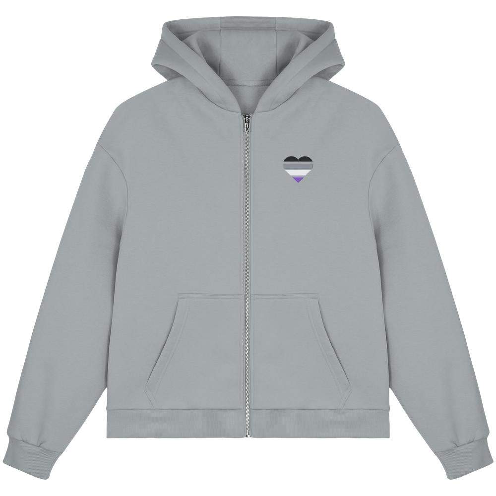 Fluffy Boxcut Zipper mit Herz Stick - Asexual