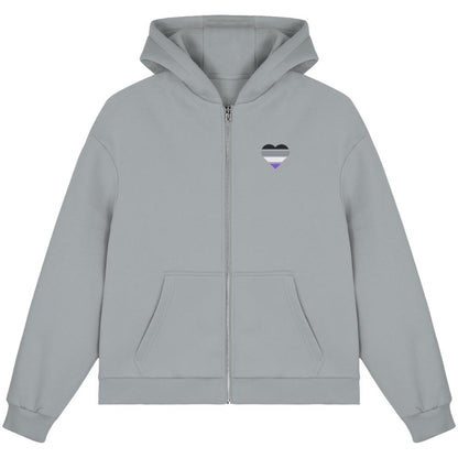 Fluffy Boxcut Zipper mit Herz Stick - Asexual