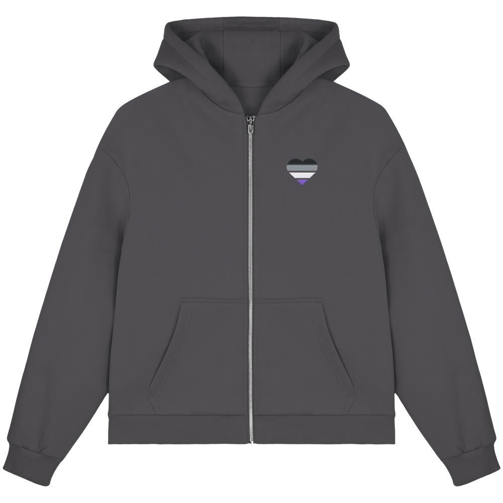 Fluffy Boxcut Zipper mit Herz Stick - Asexual