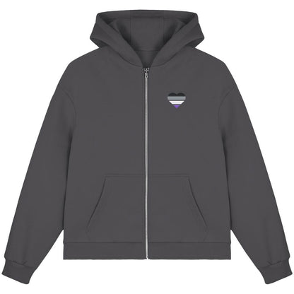 Fluffy Boxcut Zipper mit Herz Stick - Asexual