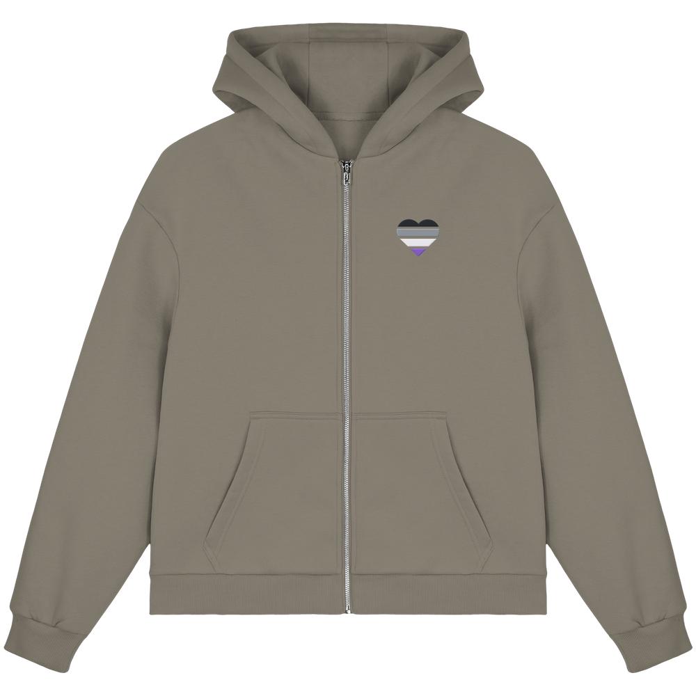 Fluffy Boxcut Zipper mit Herz Stick - Asexual