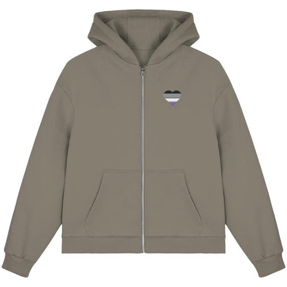 Fluffy Boxcut Zipper mit Herz Stick - Asexual