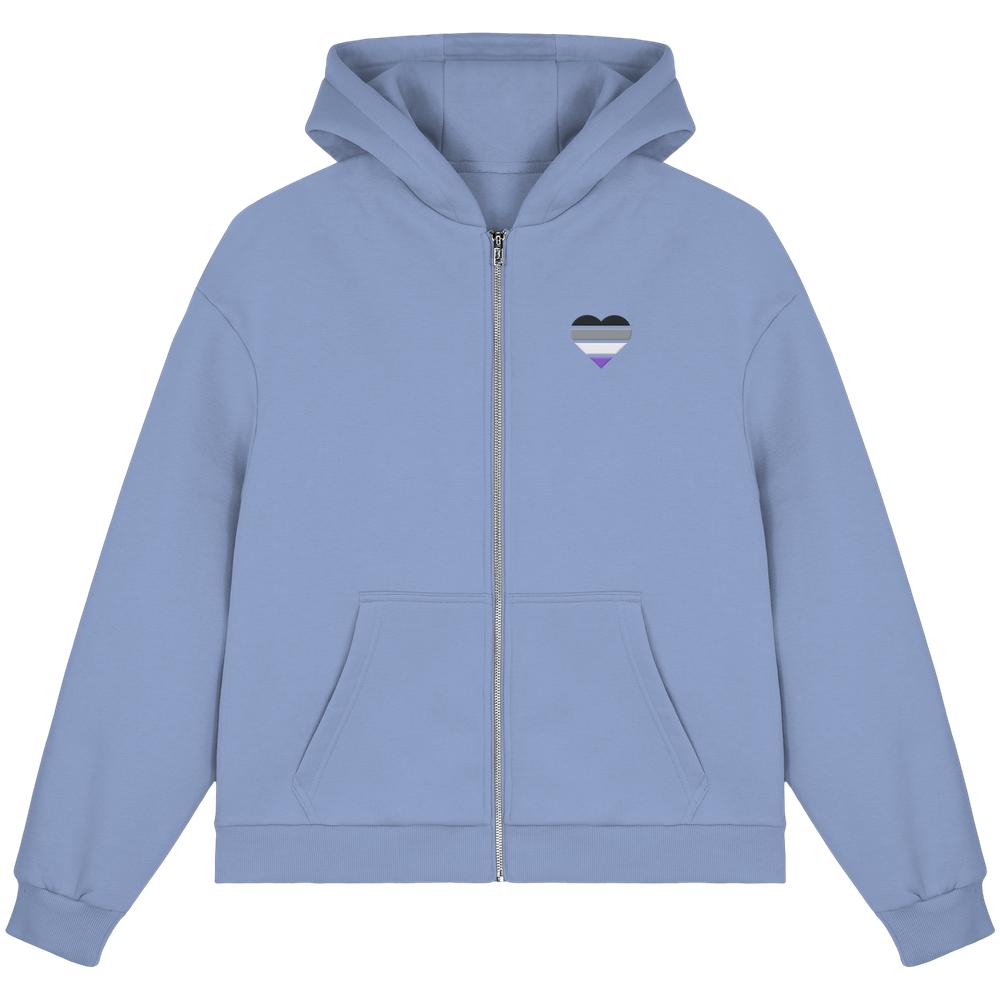 Fluffy Boxcut Zipper mit Herz Stick - Asexual