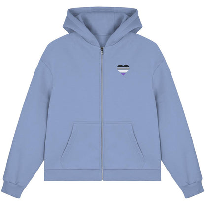 Fluffy Boxcut Zipper mit Herz Stick - Asexual