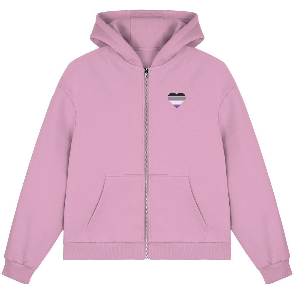 Fluffy Boxcut Zipper mit Herz Stick - Asexual