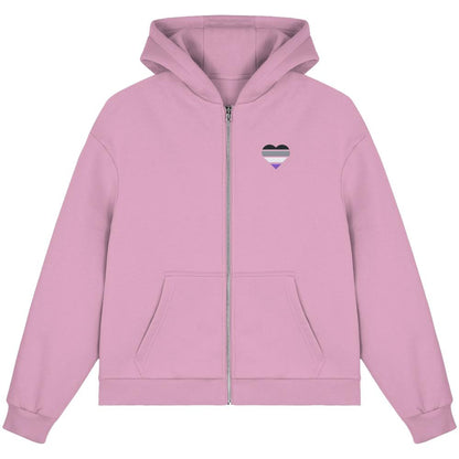 Fluffy Boxcut Zipper mit Herz Stick - Asexual