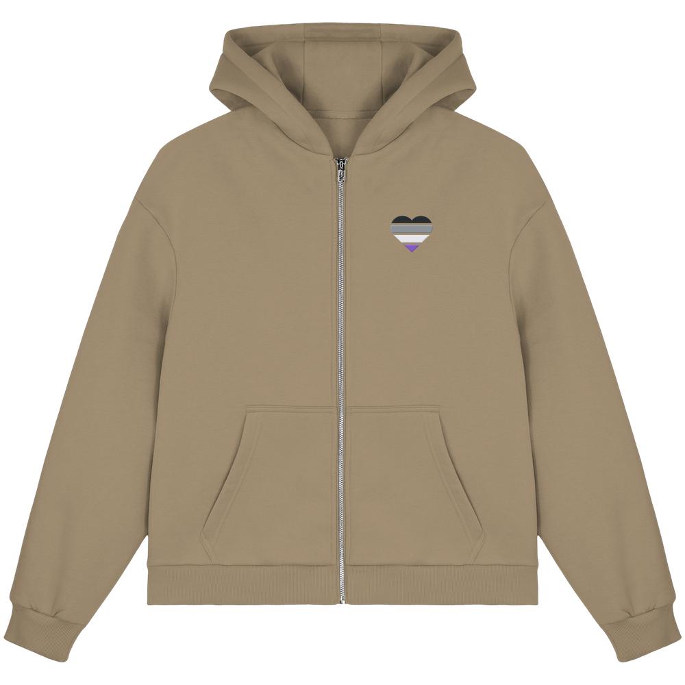 Fluffy Boxcut Zipper mit Herz Stick - Asexual