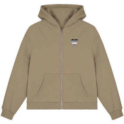 Fluffy Boxcut Zipper mit Herz Stick - Asexual