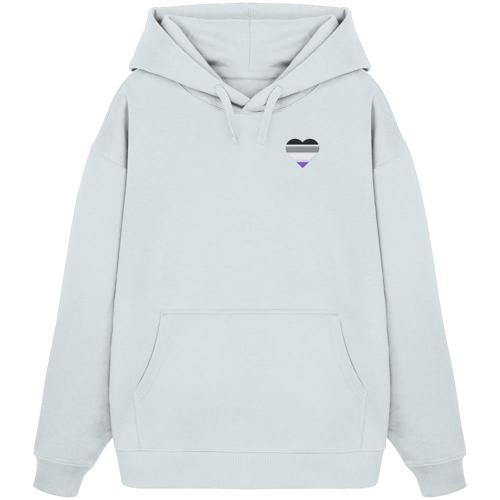 Organic Oversize Hoodie mit Herz Stick - Asexual